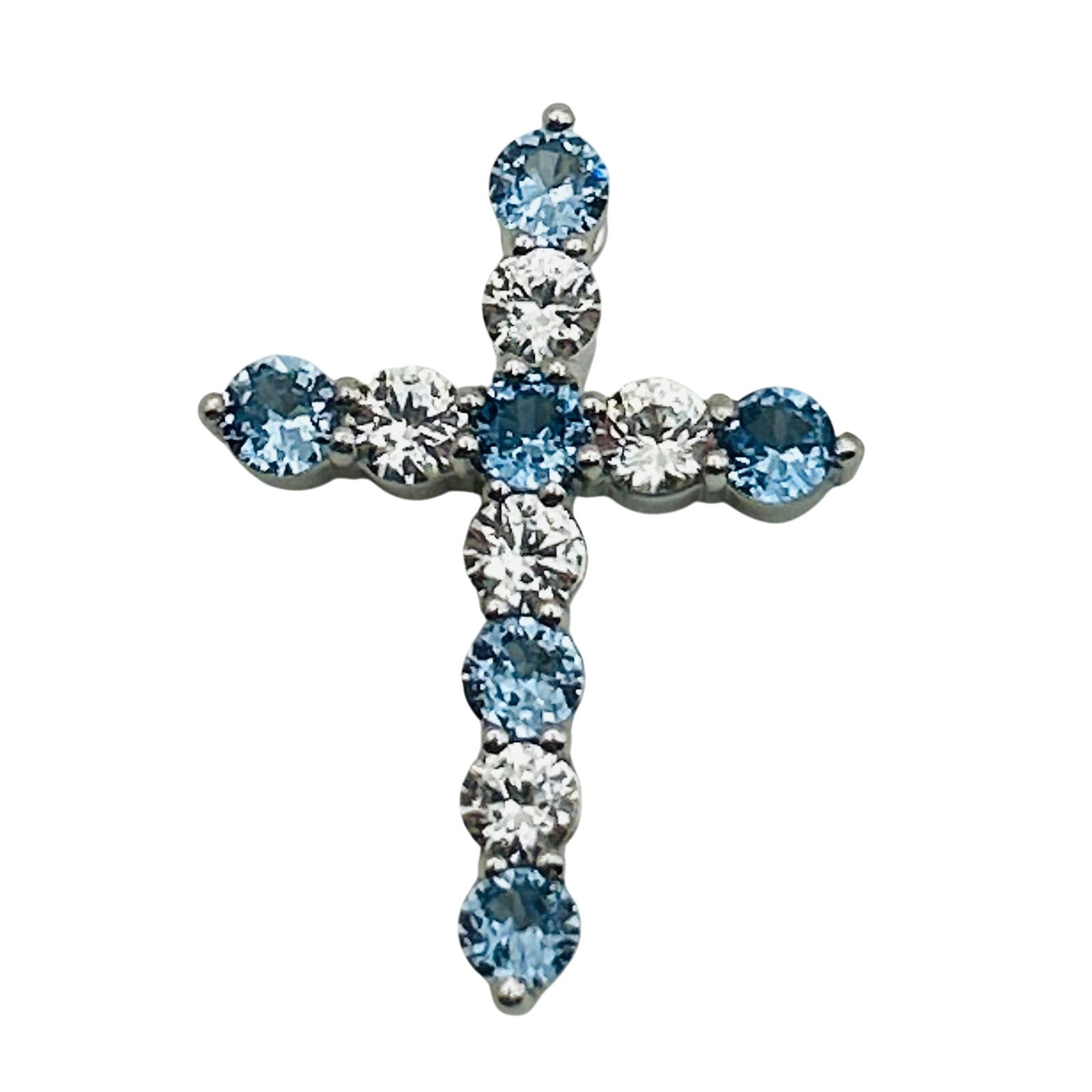Signed Sterling Topaz Cross Pendant (1 of 4)