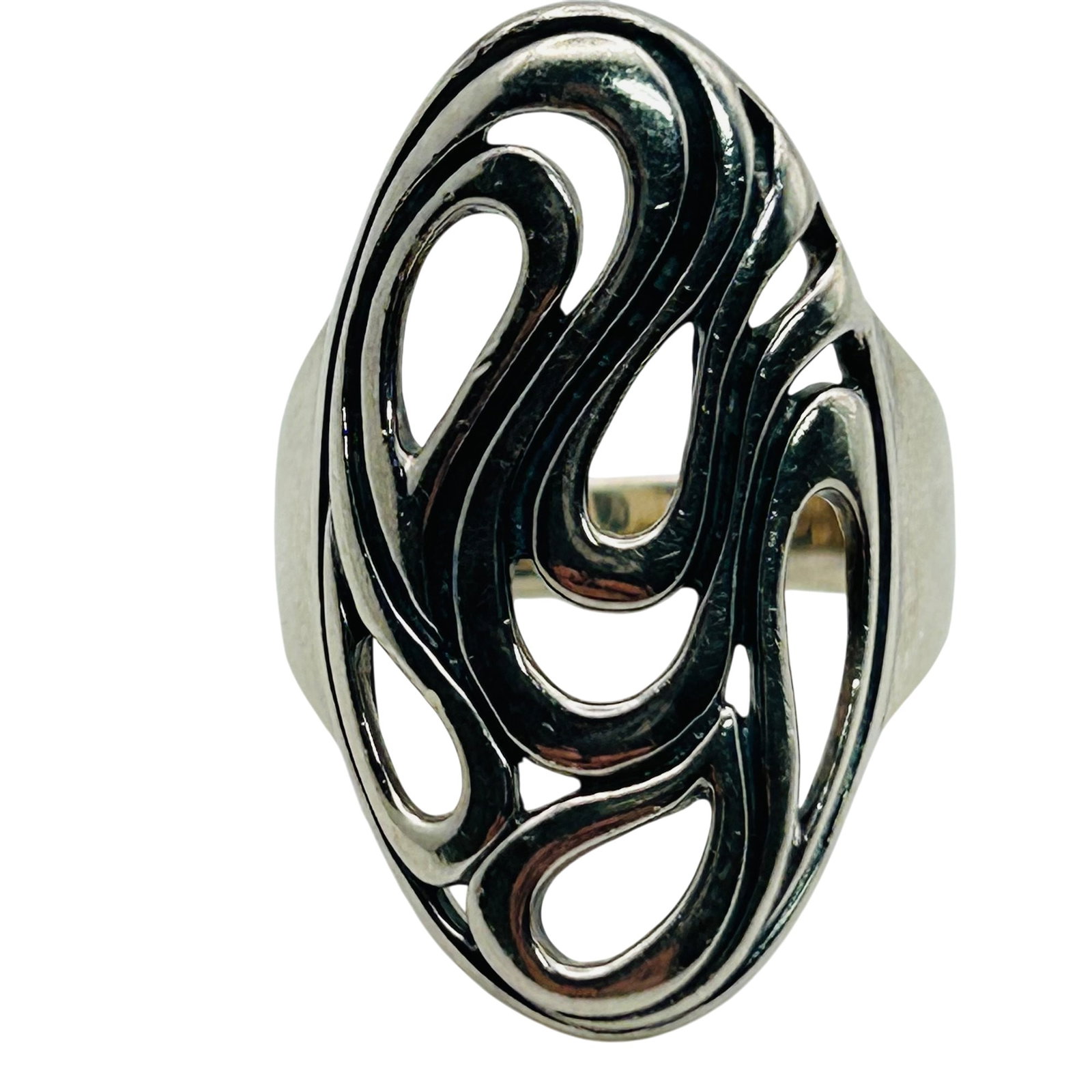 Sterling Swirl Oval Ring Size 7 (1 of 6)