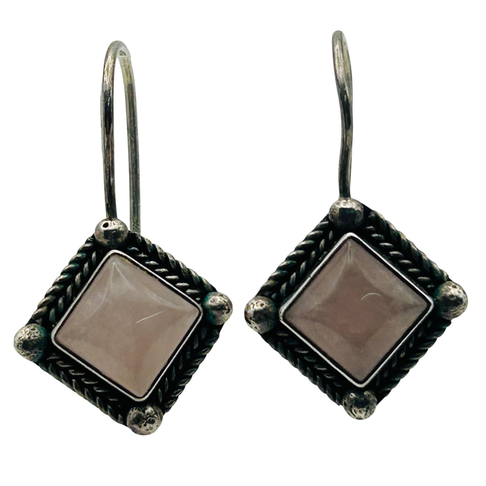 Sterling Rose Quartz Hook Back Earrings (1 of 5)