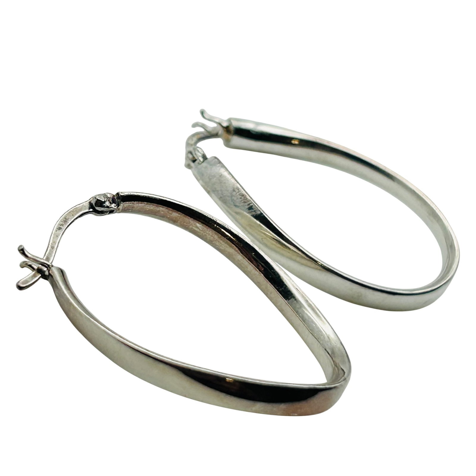 Sterling Hinge Oval Hoop Earrings (1 of 5)