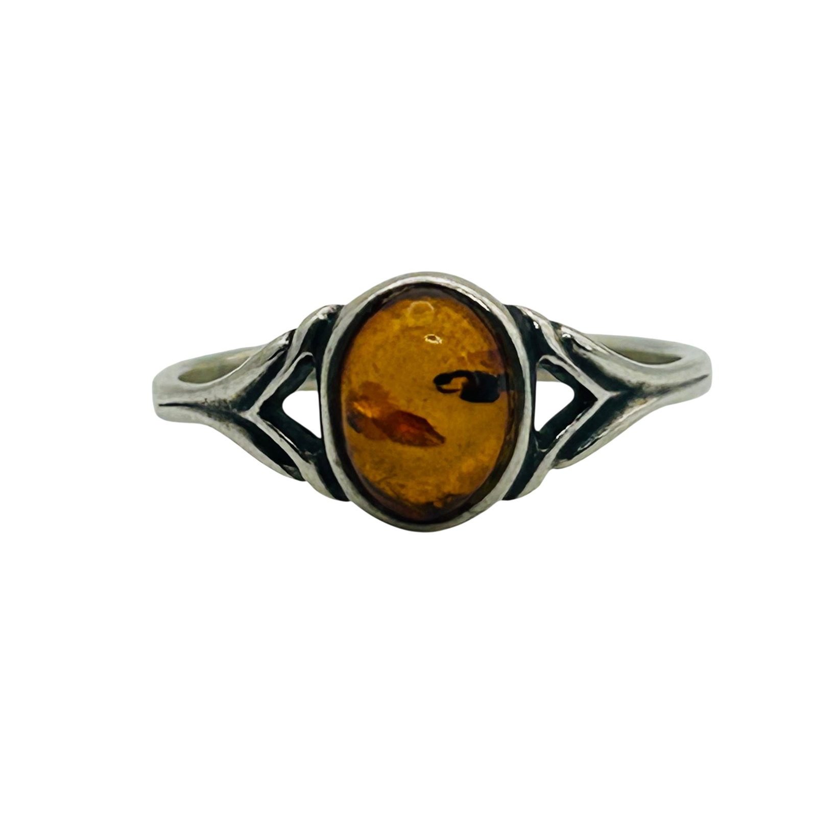 Sterling Amber Ring Size 8 (1 of 6)