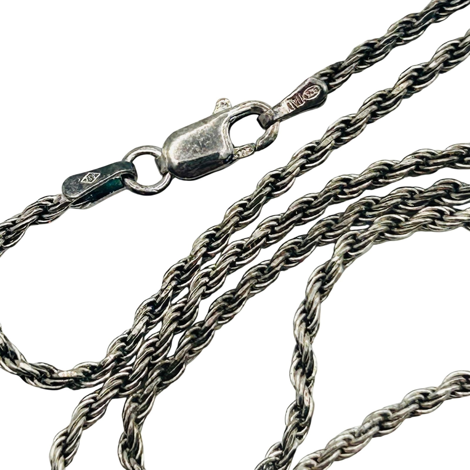 Signed Italy Sterling Rope Chain Necklace: Signed BSI Italy Sterling Rope Chain Necklace sold as is. 5.5g