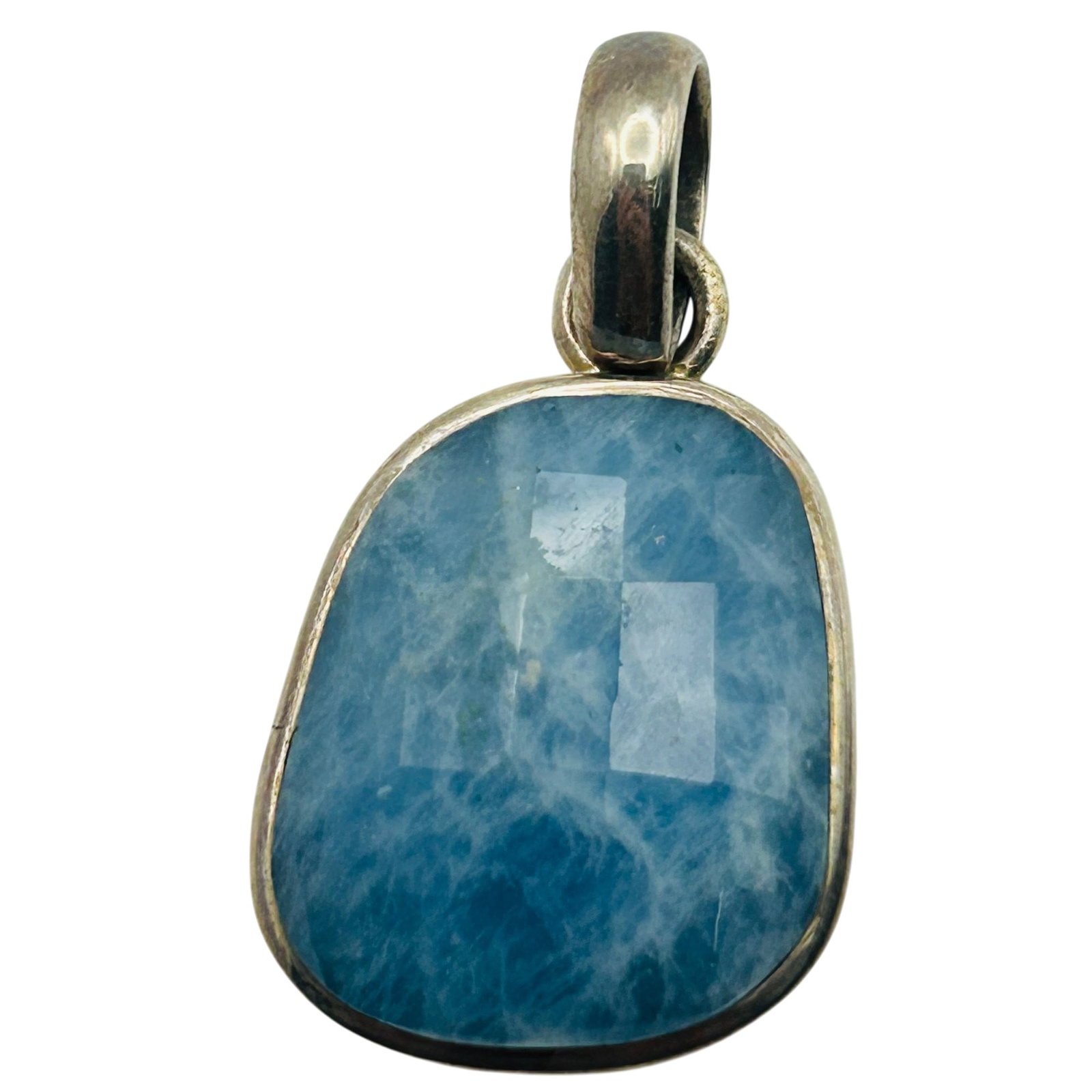 Sterling Blue Quartz Pendant: Sterling Blue Quartz Pendant. 9.5g