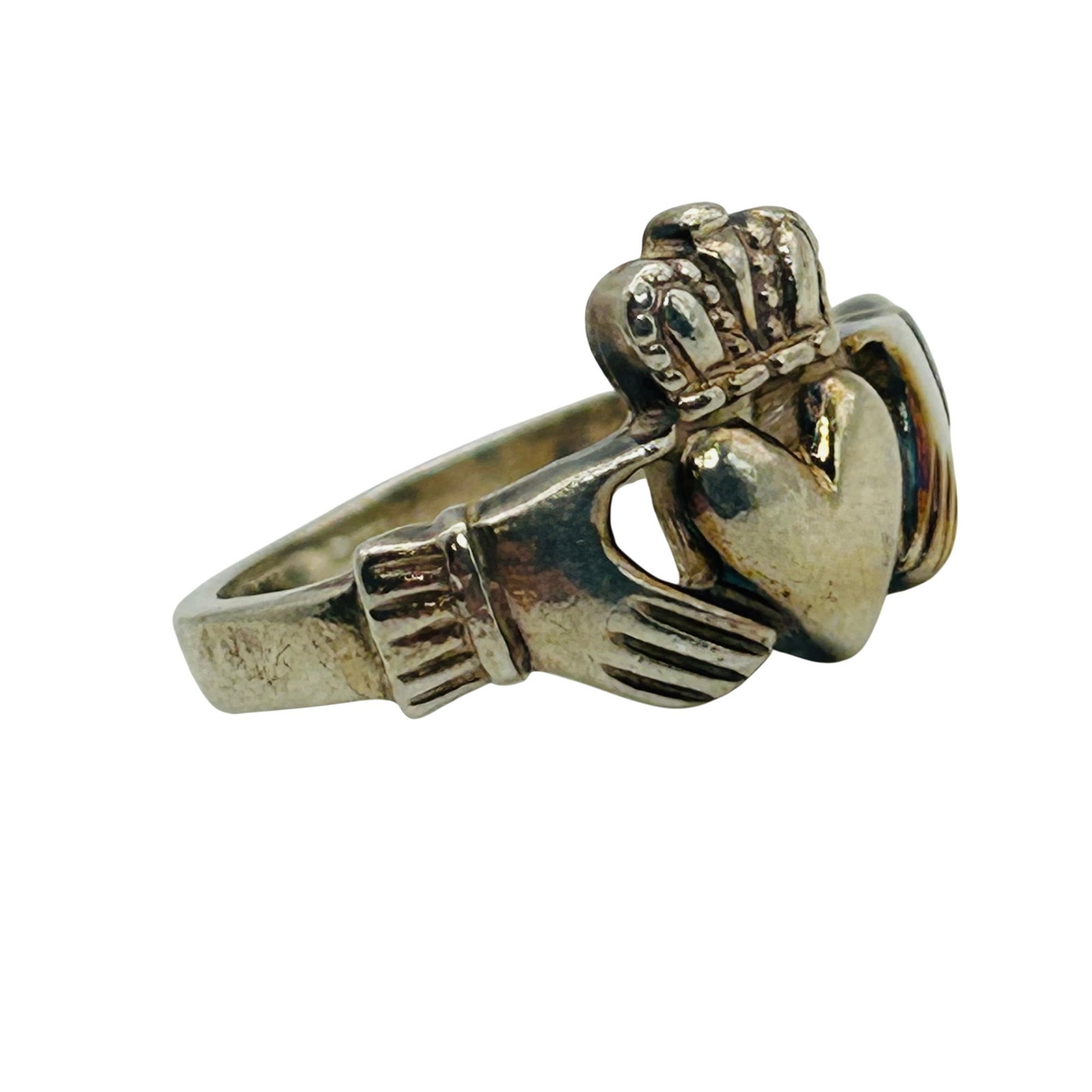 Signed Ireland Sterling Claddagh Ring Size 4 (1 of 7)