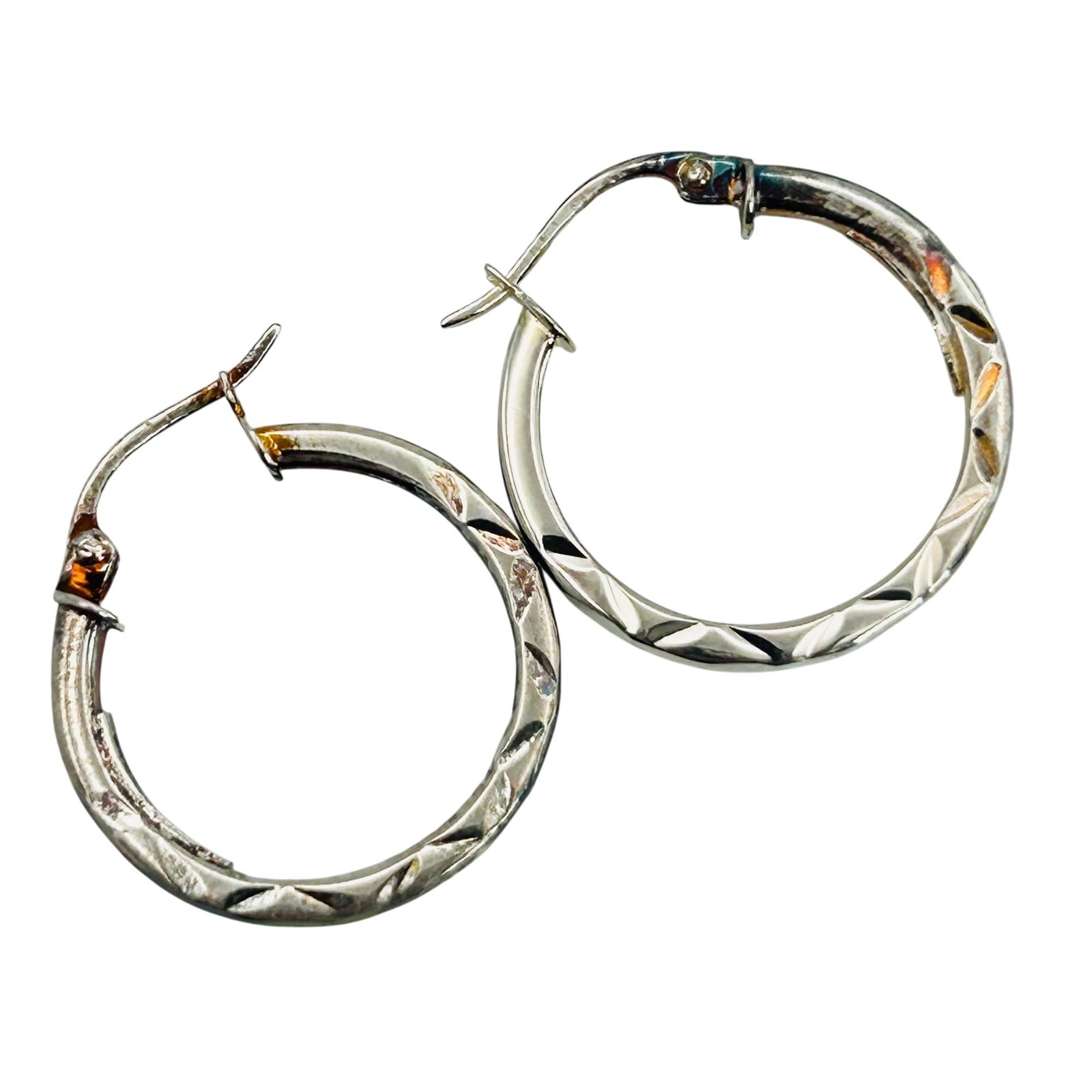 Signed Sterling Hoop Hinged Earrings (1 of 4)