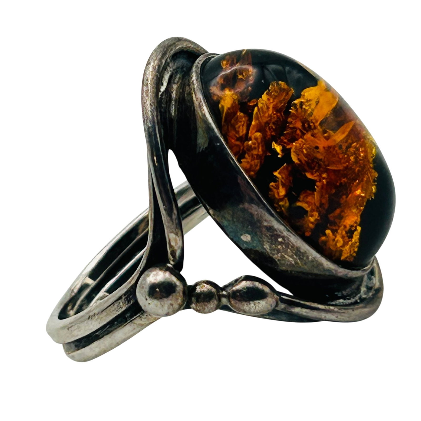 Sterling Amber Oval Ring Size 6.5: Sterling Amber Oval Ring Size 6.5. 8.5g