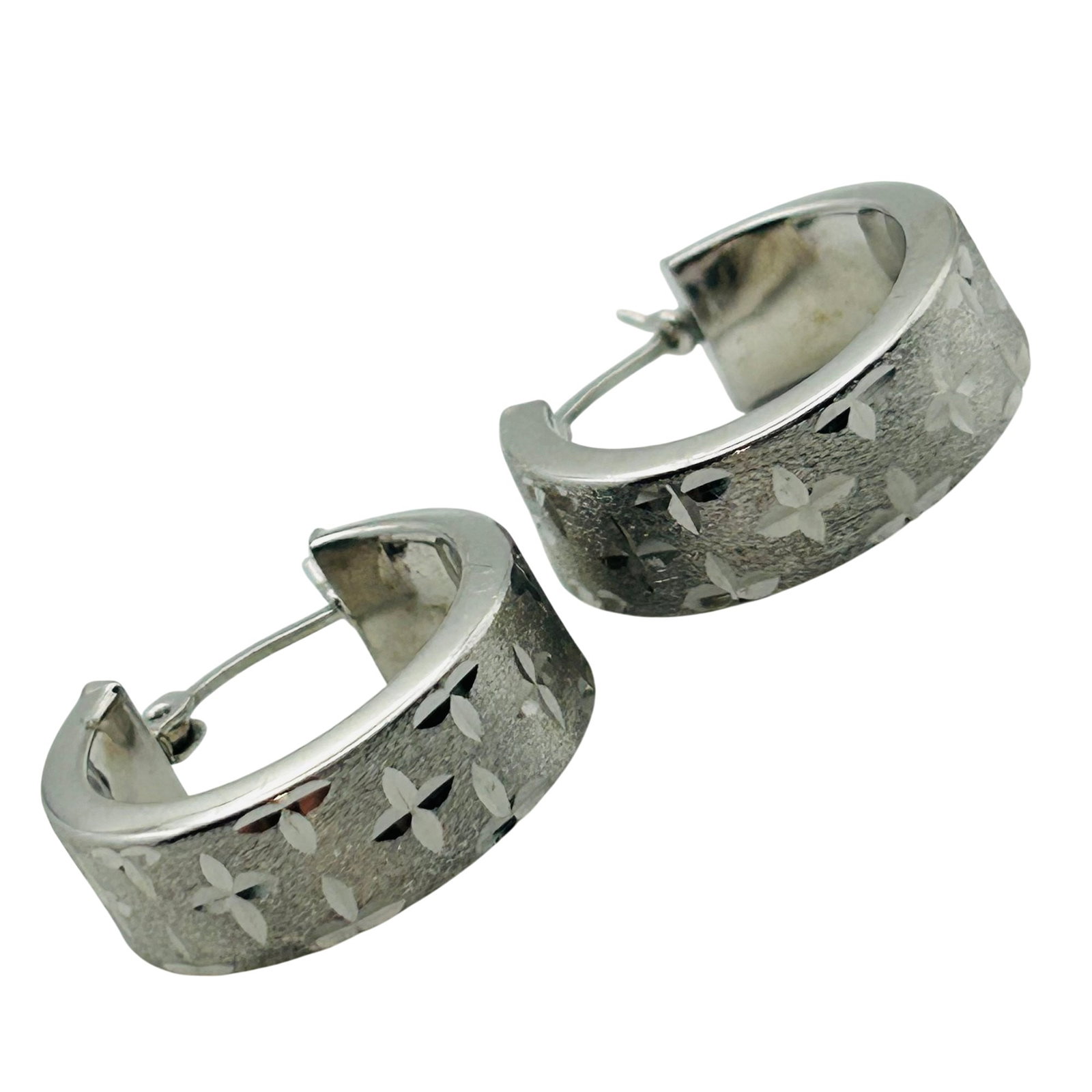 Signed Sterling Thick Hoop Earrings (1 of 5)