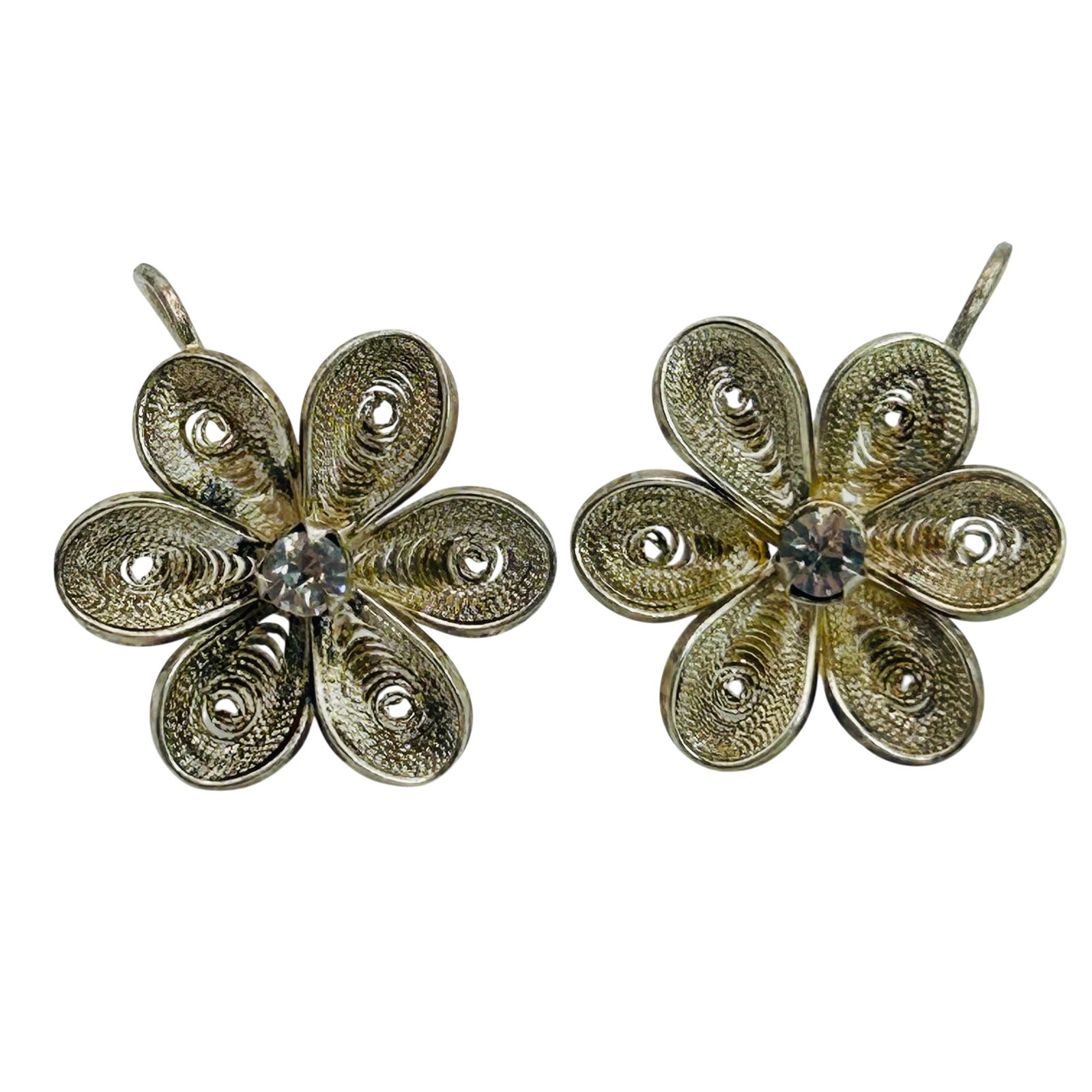 Sterling Filigree Flower Hook Back Earrings (1 of 4)
