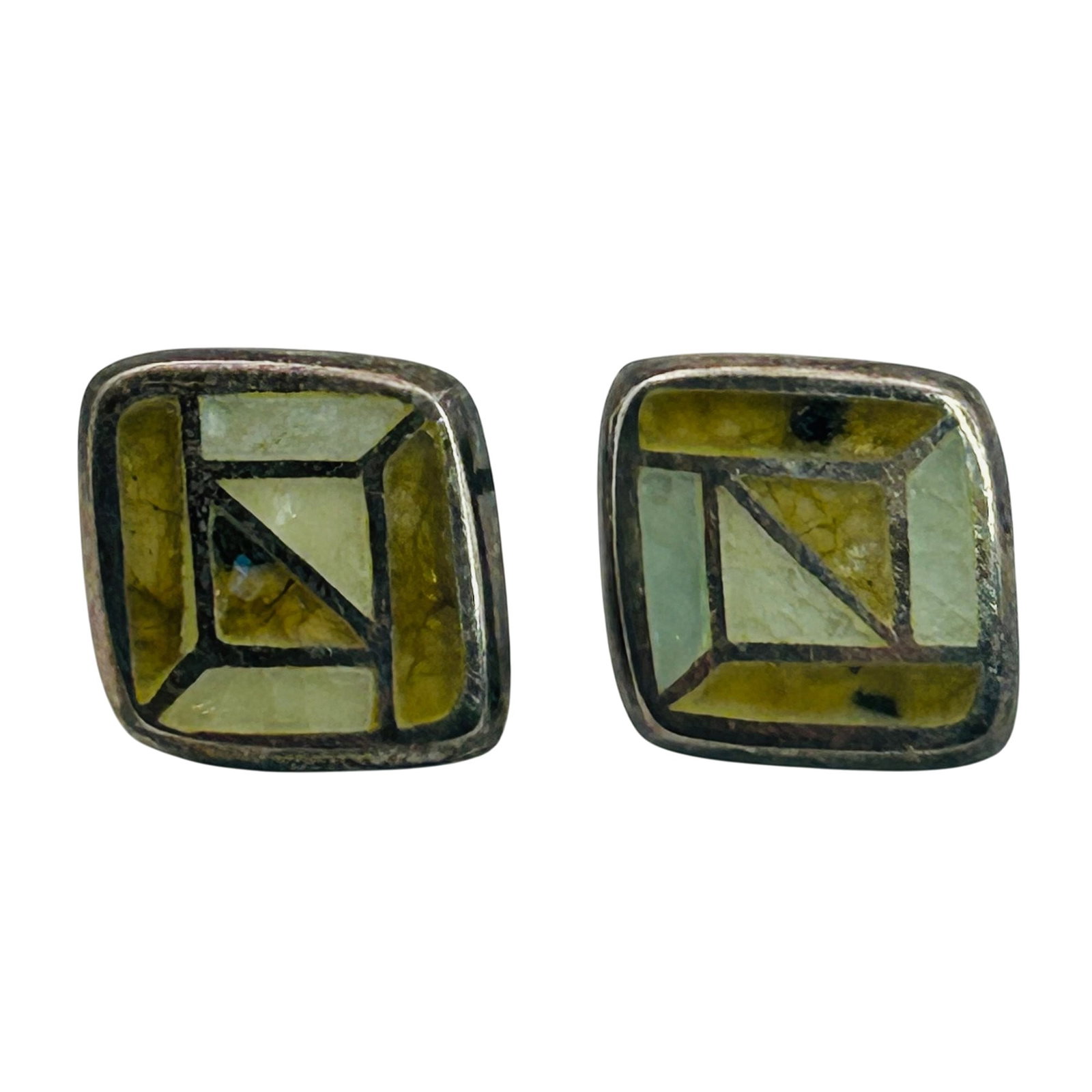 Signed Sterling Mother Of Pearl Stud Earrings (1 of 4)