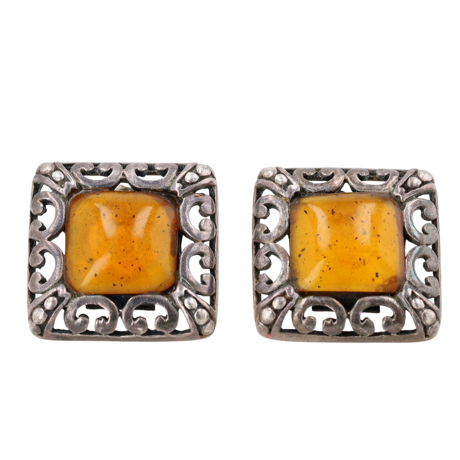 Signed Sterling Resin Stud Earrings 7.6g (1 of 4)