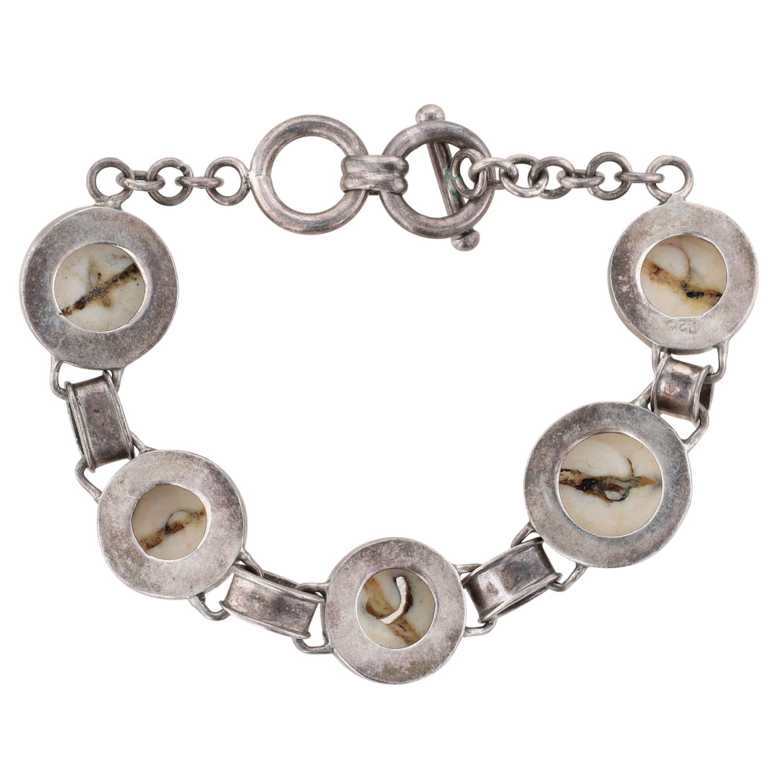 Sterling Shell Toggle Clasp Bracelet 29.3g - 2