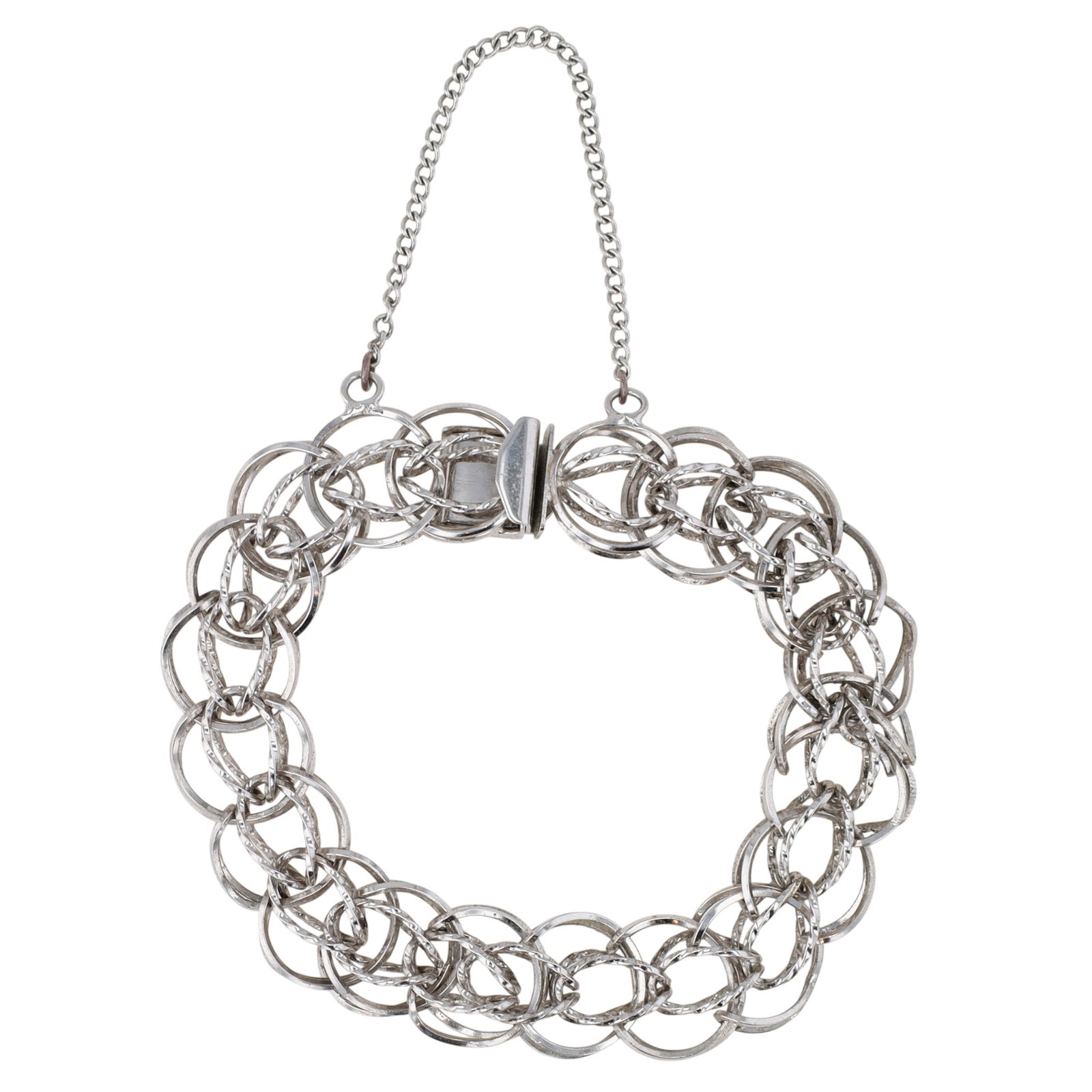 Signed Sterling Diamond Cut Charm Bracelet 16.9g (1 of 4)