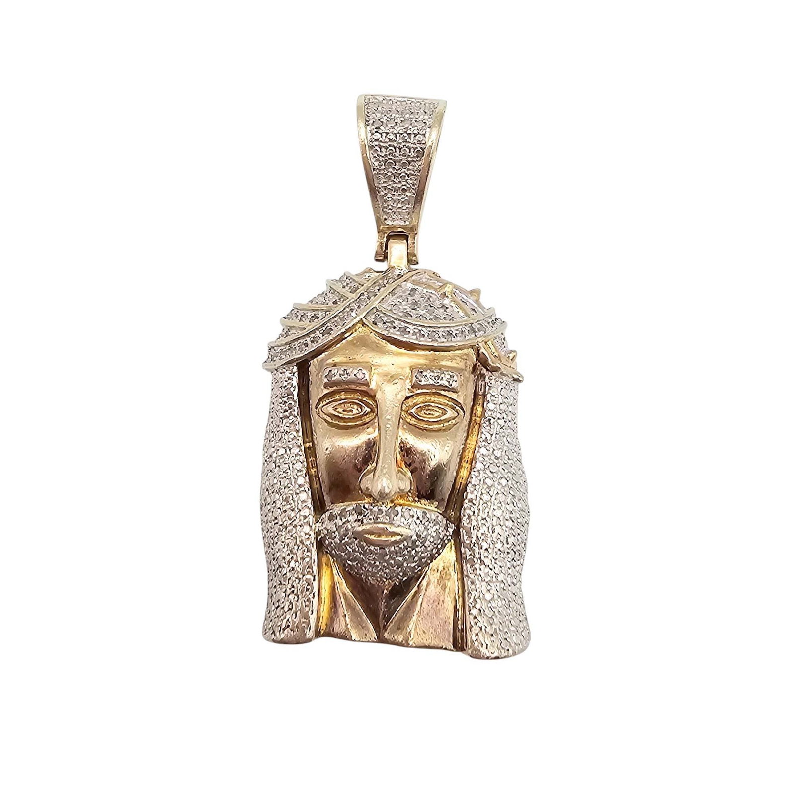 DM Diamond Gold Over Sterling Silver Jesus Pendant 8.3 G (1 of 4)