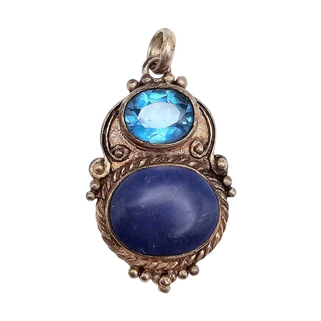 Signed Blue Topaz Lapis Sterling Silver Pendant 7.5 G (1 of 4)