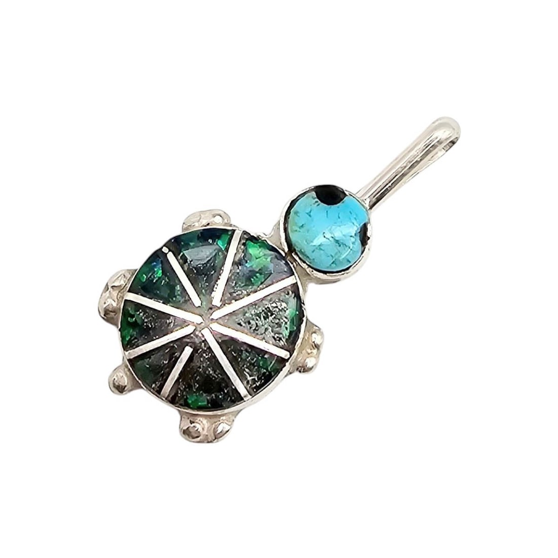 Kathryn Qualo Zuni Opal Turquoise Onyx Sterling Silver Turtle Pendant 1.8 G (1 of 4)