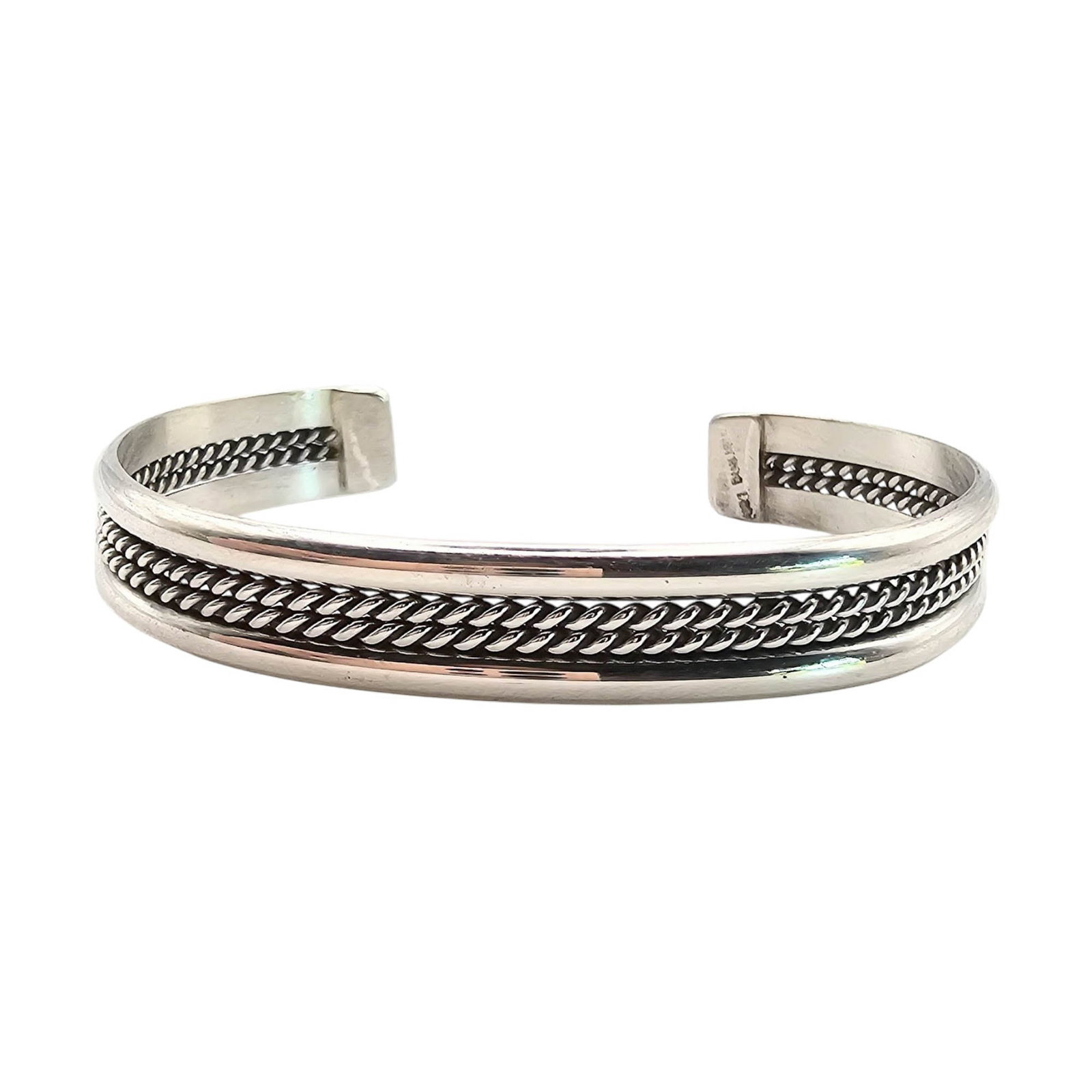 Elaine Tahe Sterling Silver Rope Design Cuff Bracelet 15.9 G: Elaine Tahe Sterling Silver Rope Design Cuff Bracelet 15.9 G