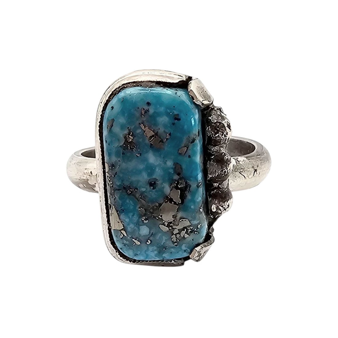 Southwestern Turquoise Sterling Silver Ring Size 10.25 8.6 G (1 of 4)