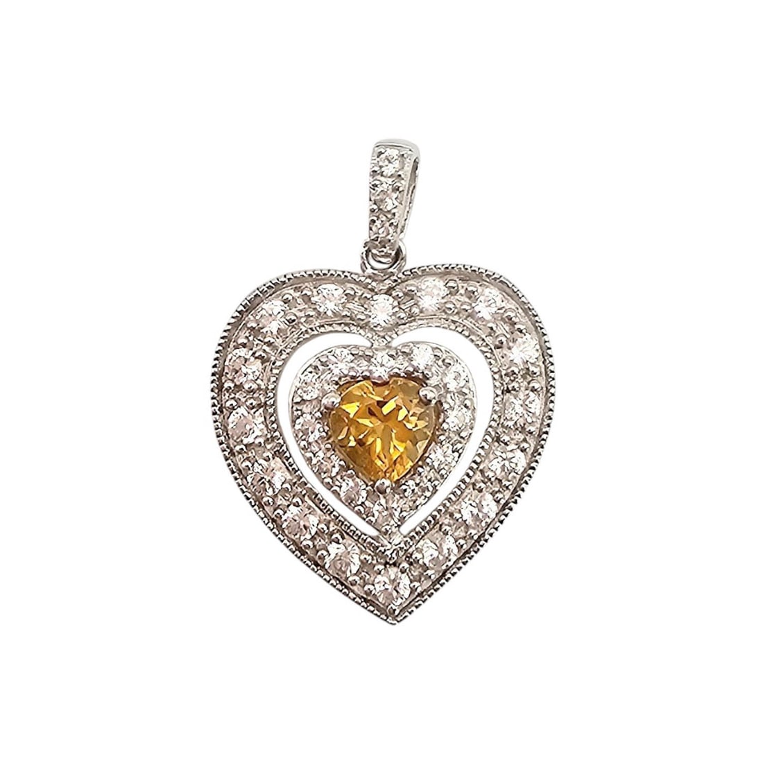 JA Citrine Sterling Silver Heart Pendant 2.2 G (1 of 4)
