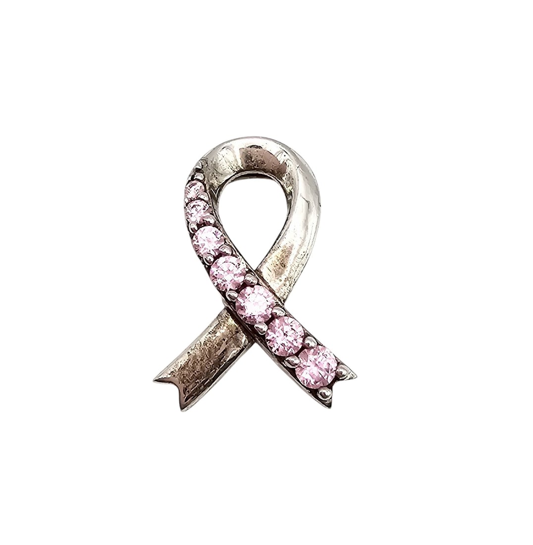 SAI Rhinestone Sterling Silver Ribbon Pendant 2 G: SAI Rhinestone Sterling Silver Ribbon Pendant 2 G