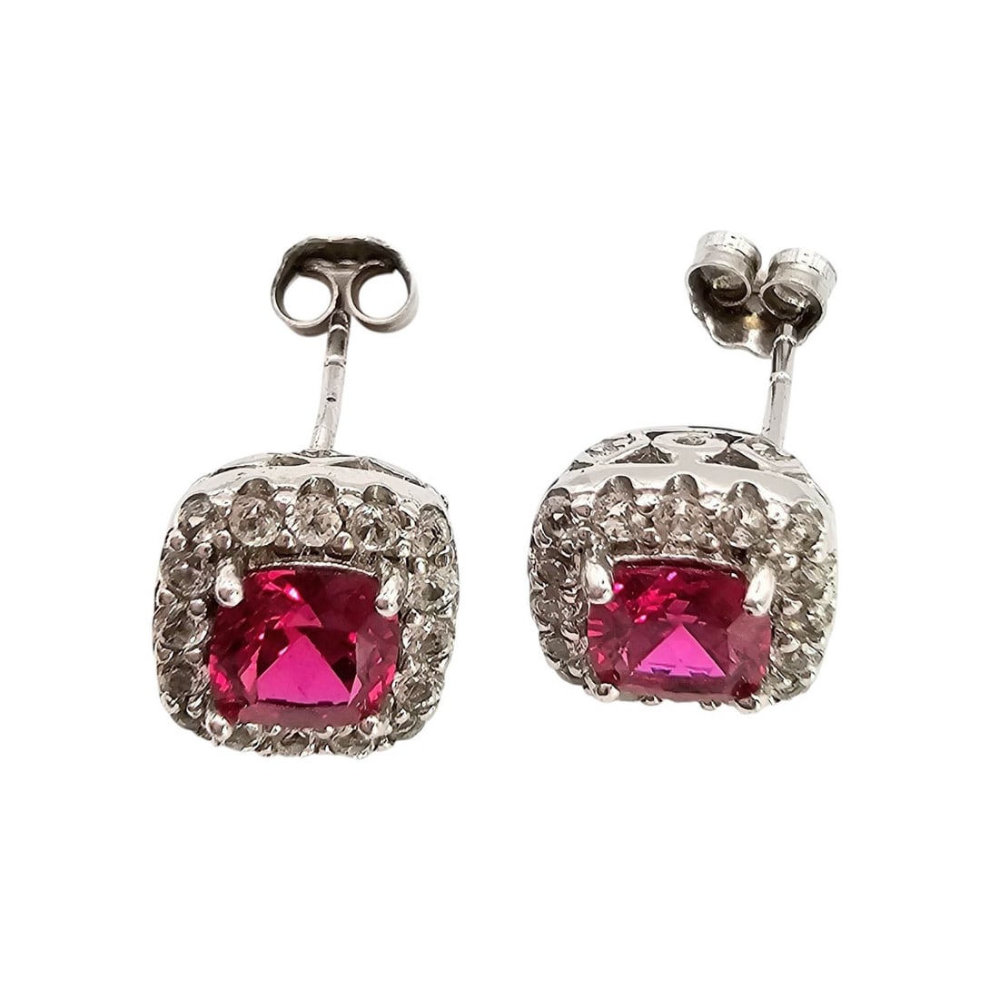 Ruby Sterling Silver Earrings 2.9 G - 2
