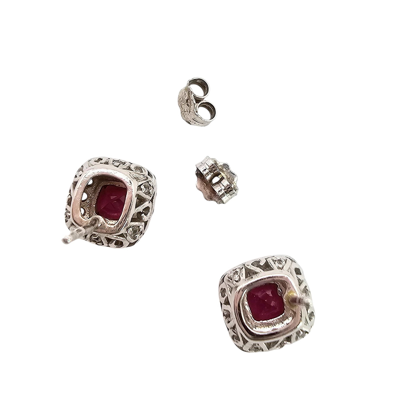 Ruby Sterling Silver Earrings 2.9 G - 3