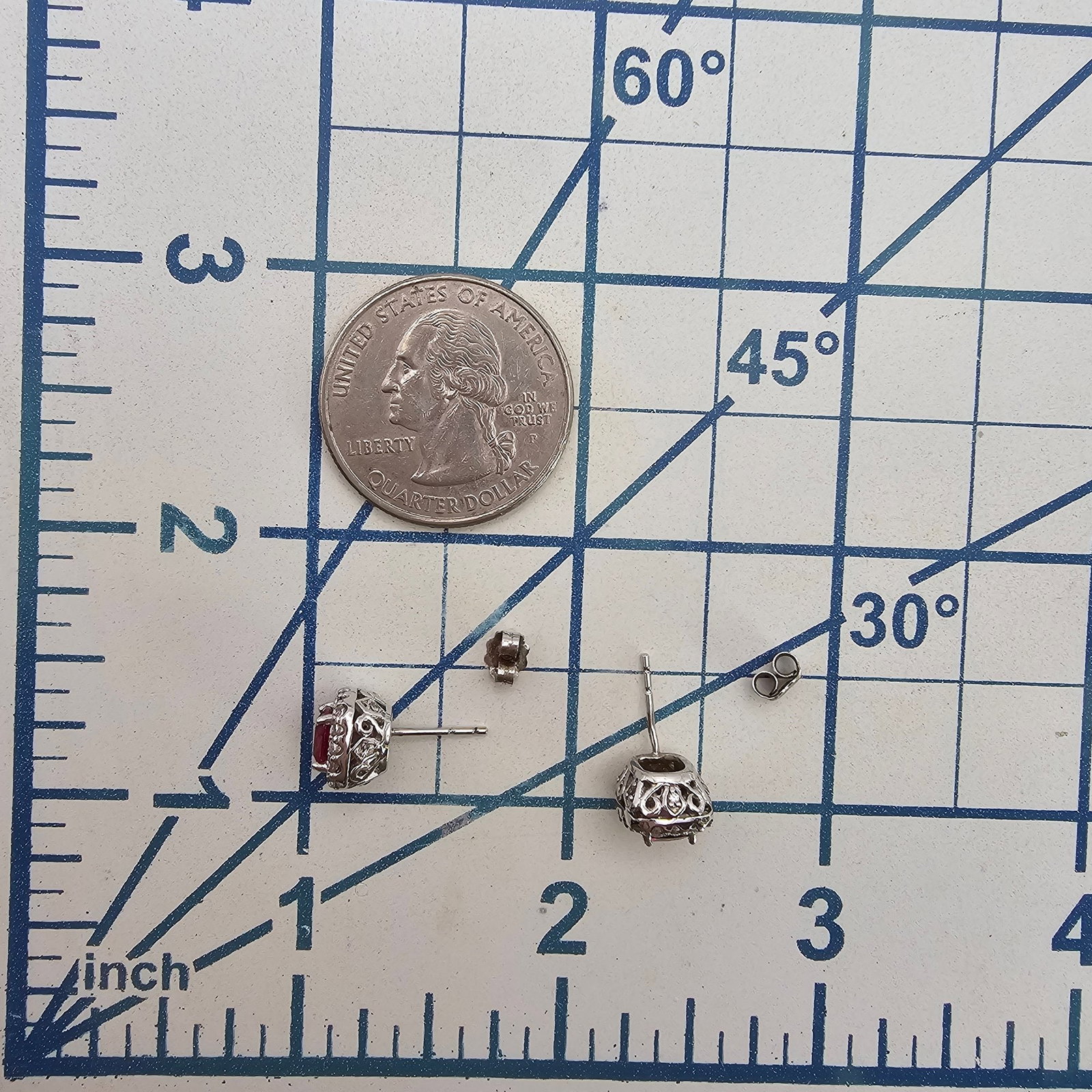 Ruby Sterling Silver Earrings 2.9 G - 4