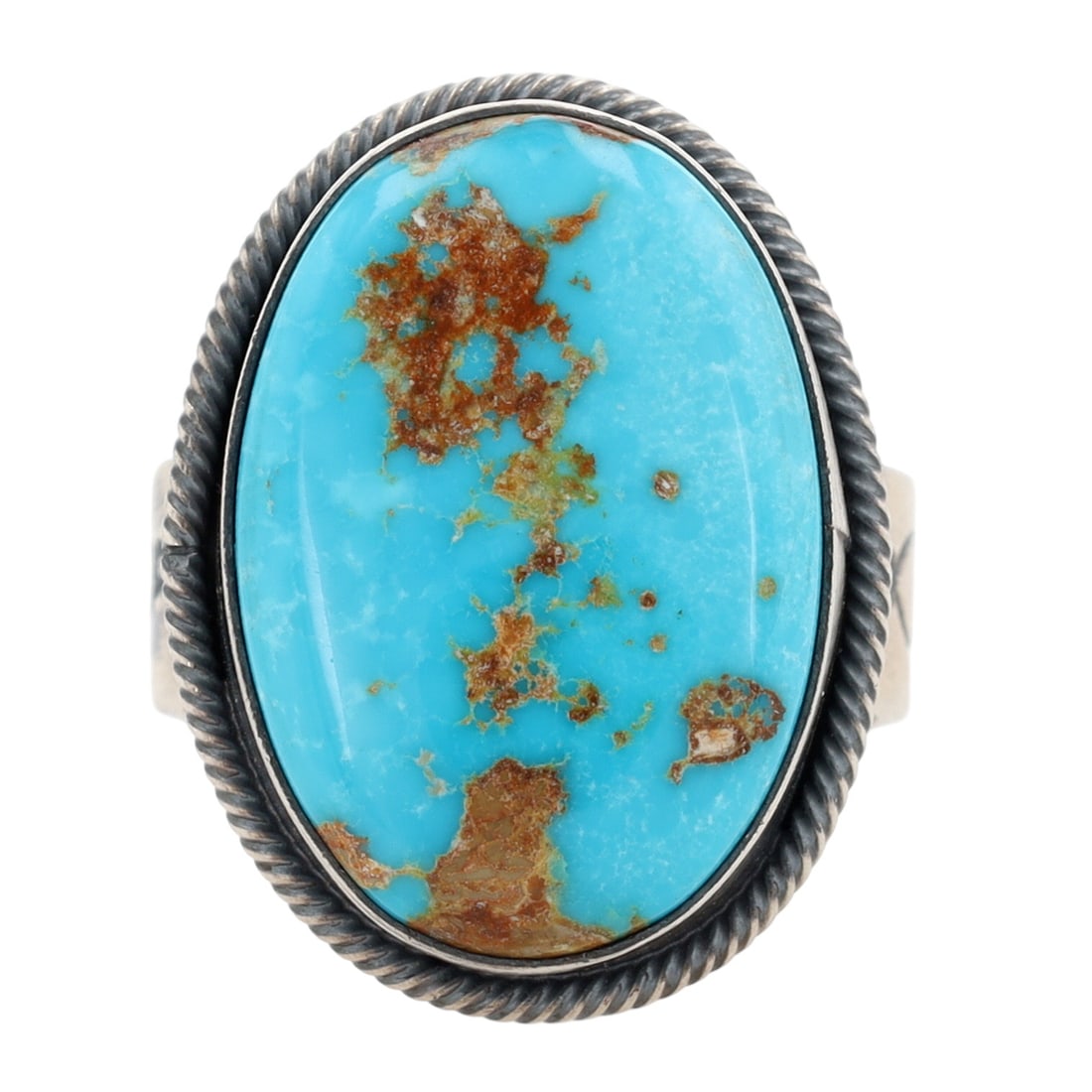 Scott Skeets Navajo Sterling Kingman Turquoise Ring Sz 7.5: Scott Skeets Navajo Sterling Kingman Turquoise Ring Sz 7.5 / 10.7g