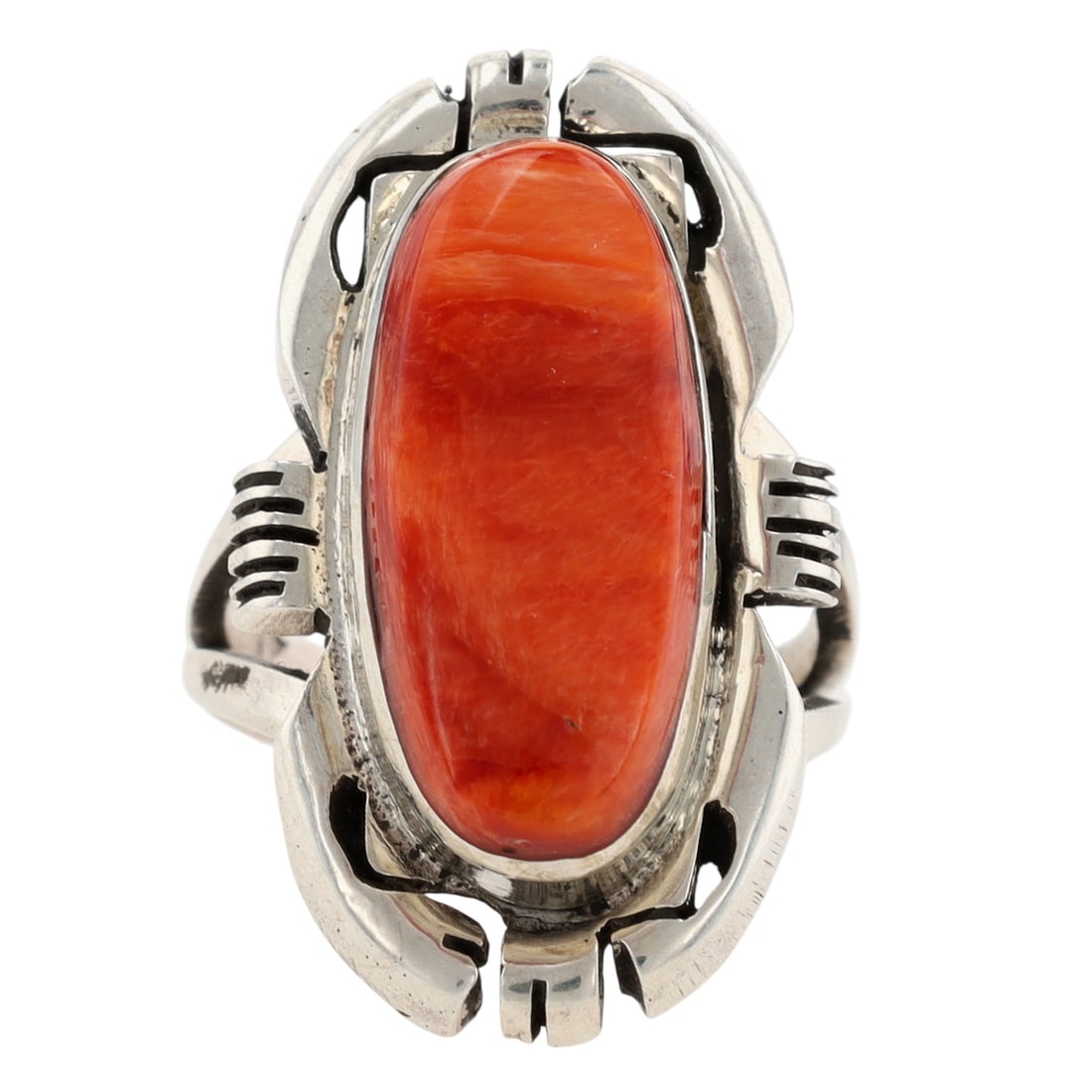 Trevor Jack Navajo Sterling Orange Spiny Oyster Ring Sz 7: Trevor Jack Navajo Sterling Orange Spiny Oyster Ring Sz 7 / 8.6g