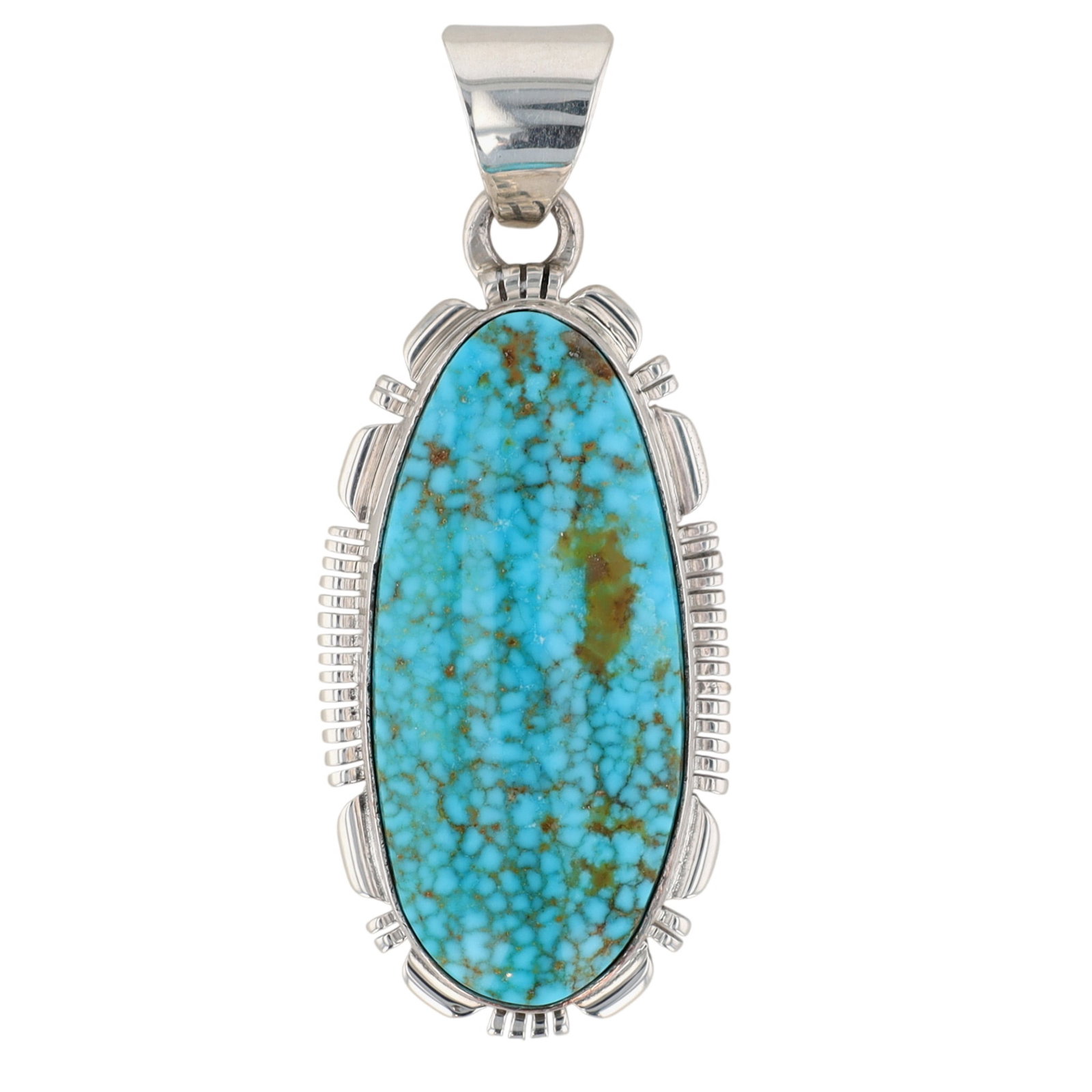Larry Yazzie Navajo Sterling Sonoran Gold Turquoise Pendant: Larry Yazzie Navajo Sterling Sonoran Gold Turquoise Pendant / 10.6g / Approx. 2" long