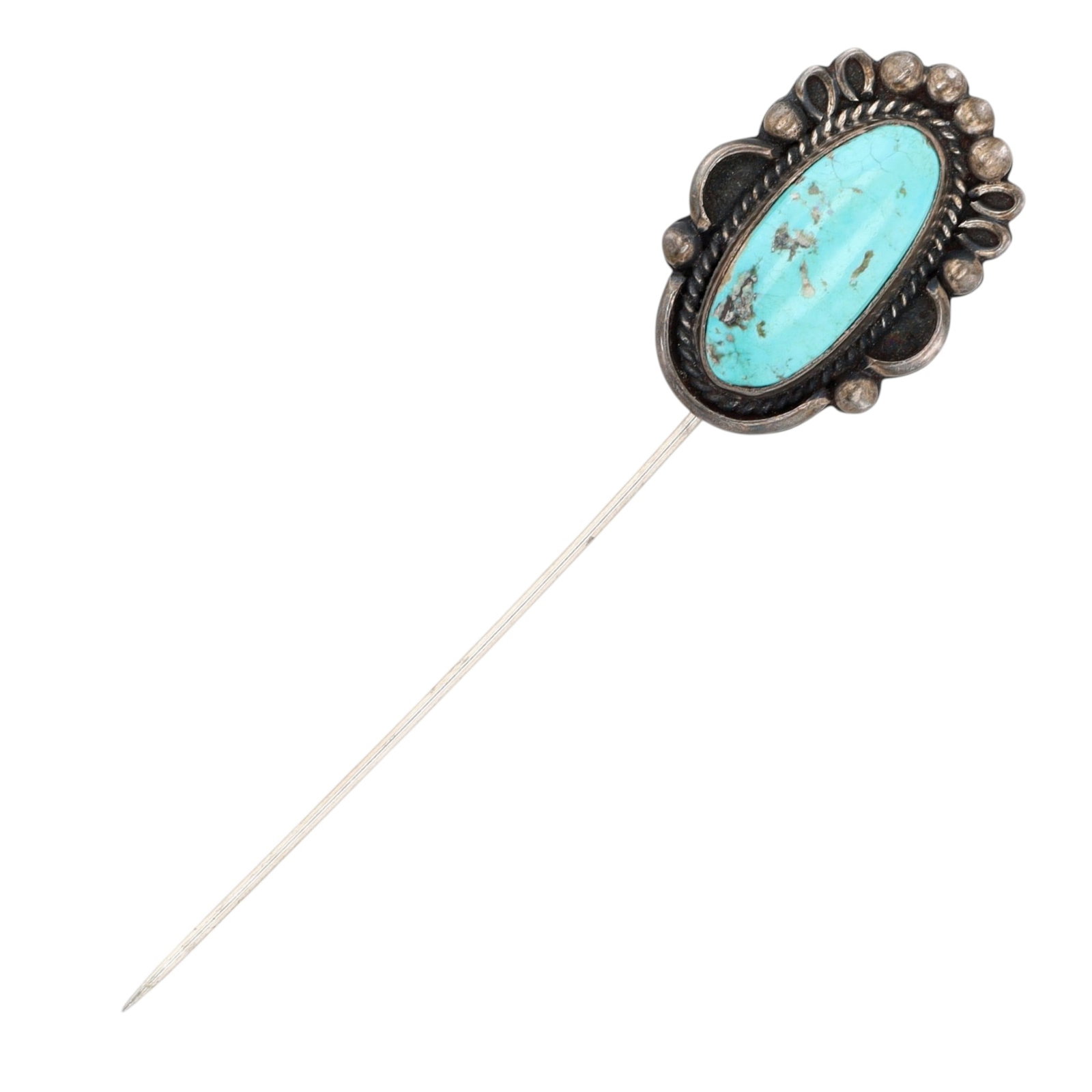 Vintage Navajo Sterling Turquoise Stick Pin: Vintage Navajo Sterling Turquoise Stick Pin / 5.7g / Approx. 3" long