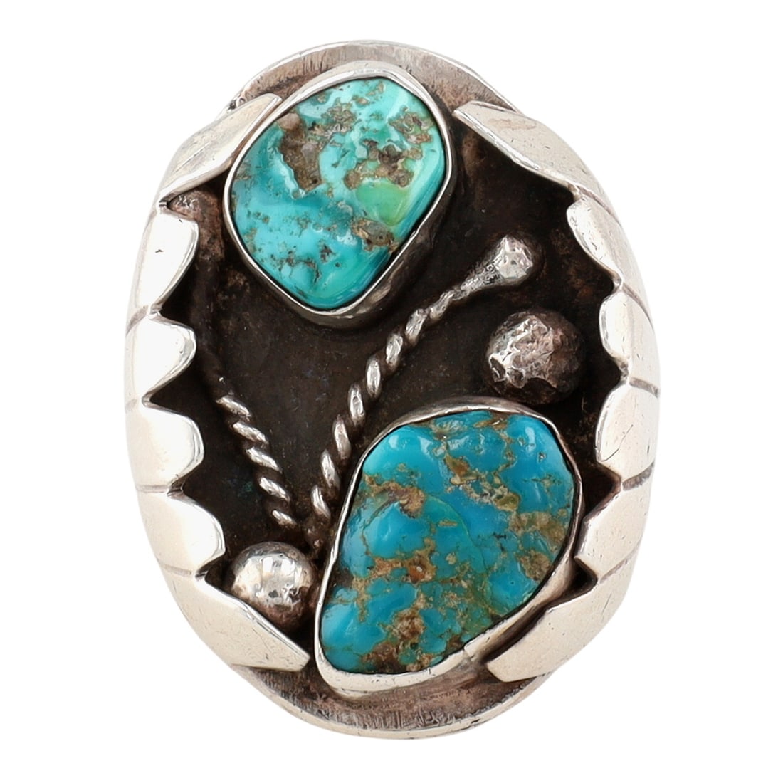 Vintage Navajo Sterling Turquoise Ring Sz 9 (1 of 5)