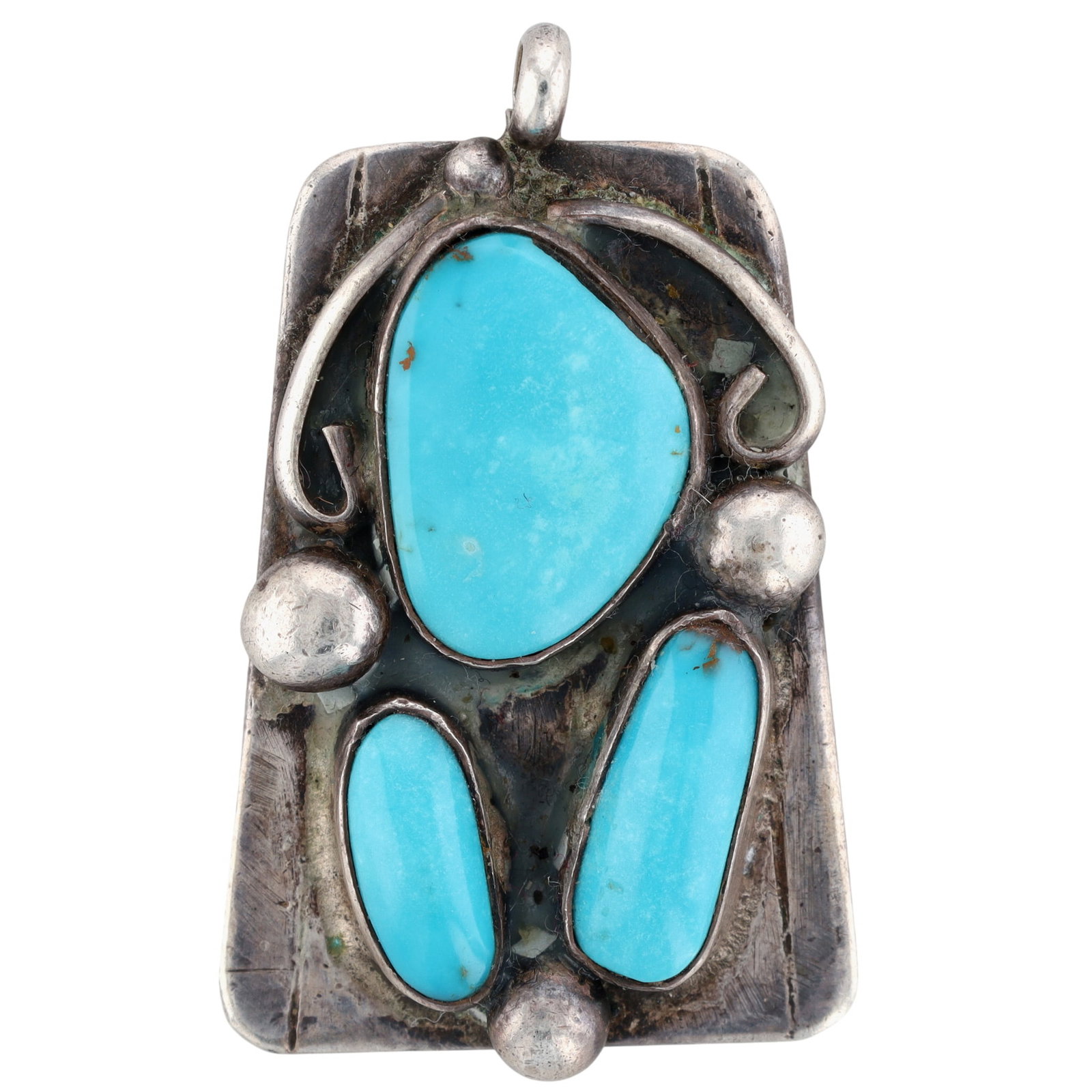 Vintage Navajo Sterling Turquoise Pendant: Vintage Navajo Sterling Turquoise Pendant | Weight: 19.2g | Approximately 1.5" x 1"