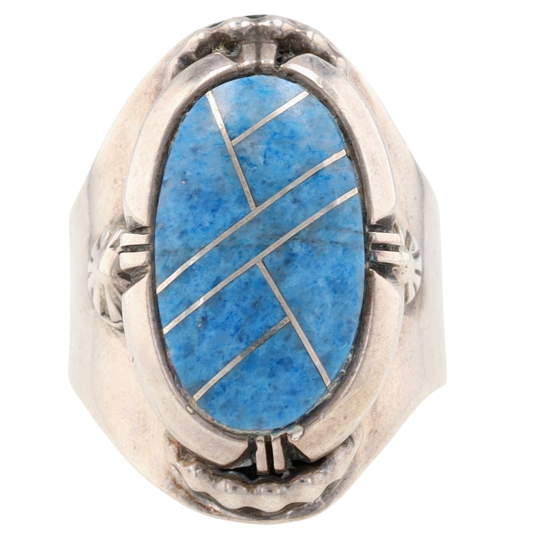 Irv Monte Navajo Sterling Lapis Lazuli Inlay Ring Sz 9.5 (1 of 6)