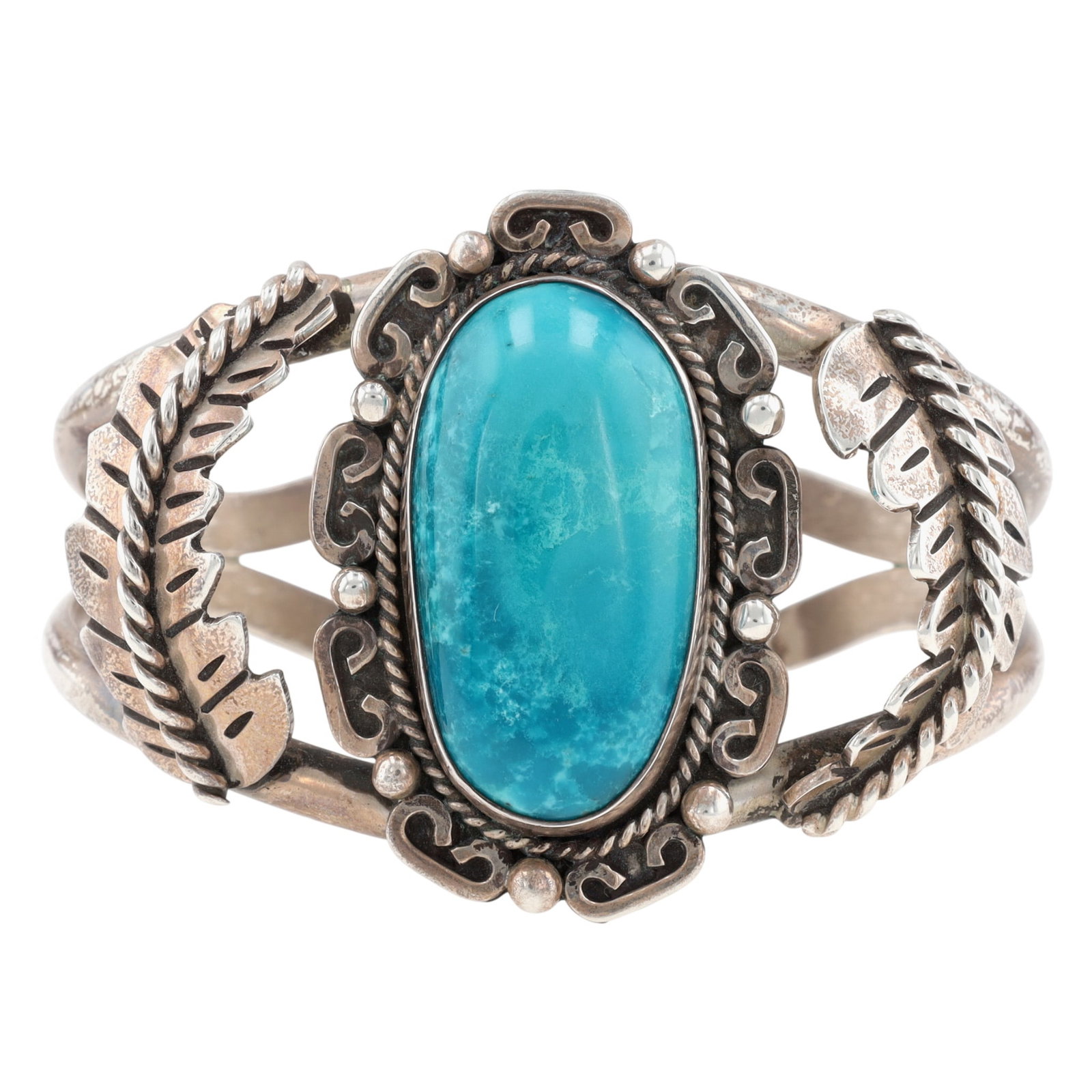 Vintage Signed Navajo Sterling Turquoise Cuff Bracelet: Vintage Signed Navajo Sterling Turquoise Cuff Bracelet | Weight: 36.2g | Approximate Inner Circumference (Including Gap): 6" | Gap: 1" | Signature is possibly a faded kokopelli pictomark | Gorgeous tu