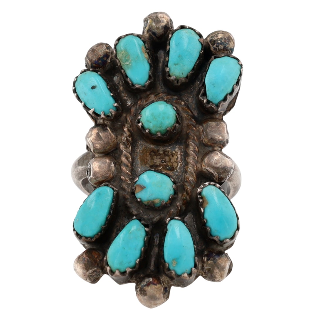Vintage Signed Zuni Sterling Turquoise Ring Sz 4.5 (1 of 7)