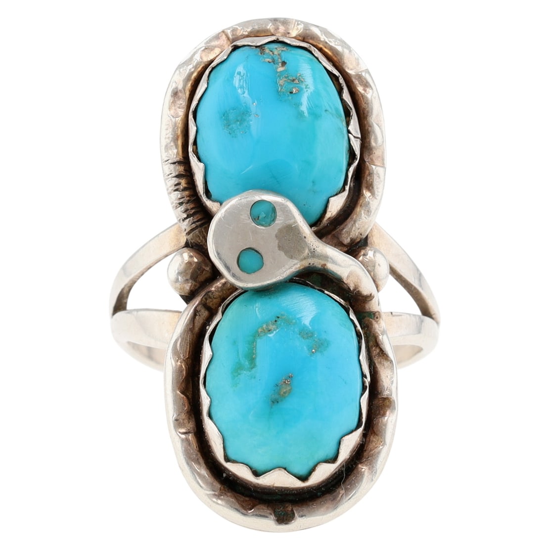 Effie Calavaza Zuni Sterling Turquoise Snake Ring Sz 7.5 (1 of 7)