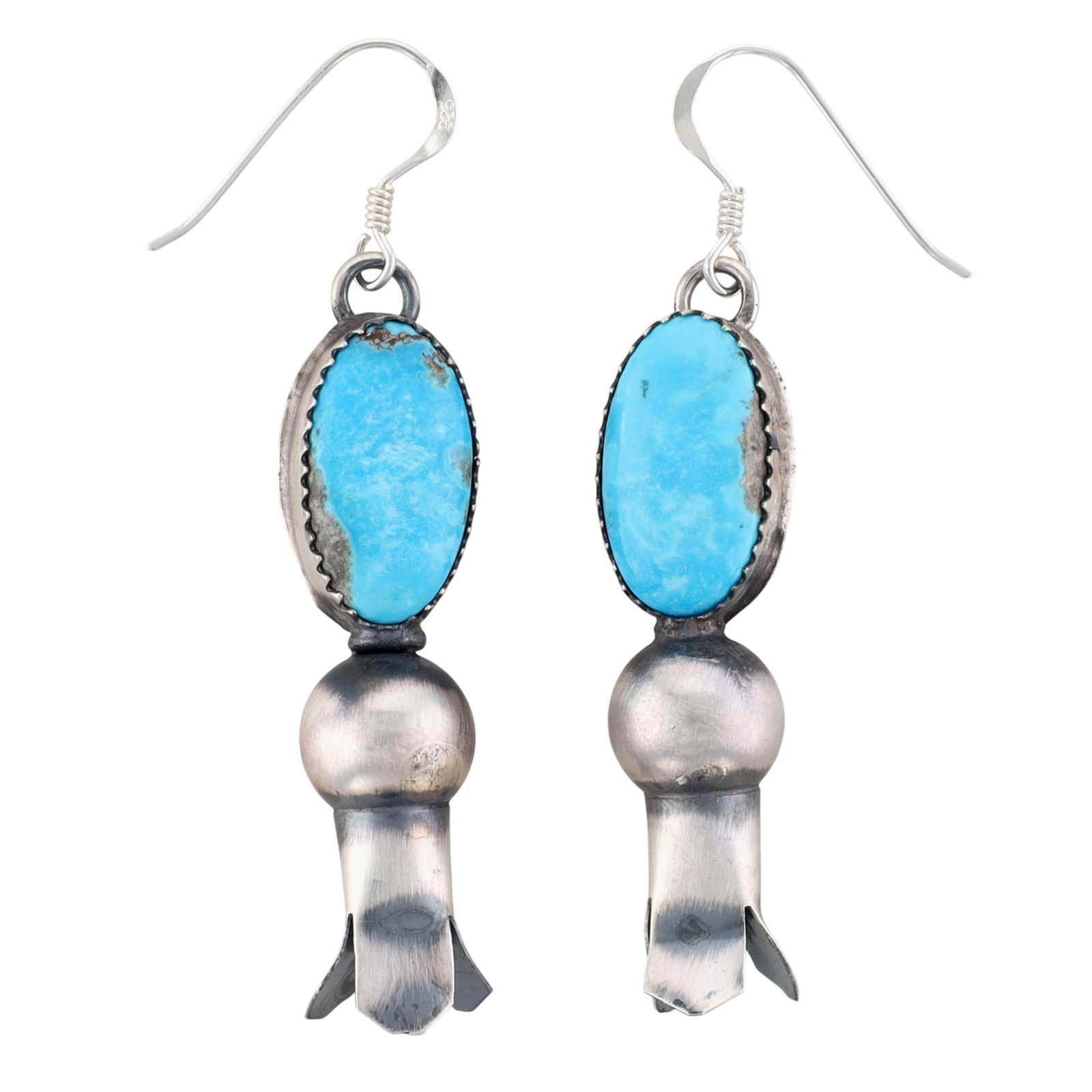 Tia Long Navajo Sterling Turquoise Squash Blossom Earrings (1 of 4)