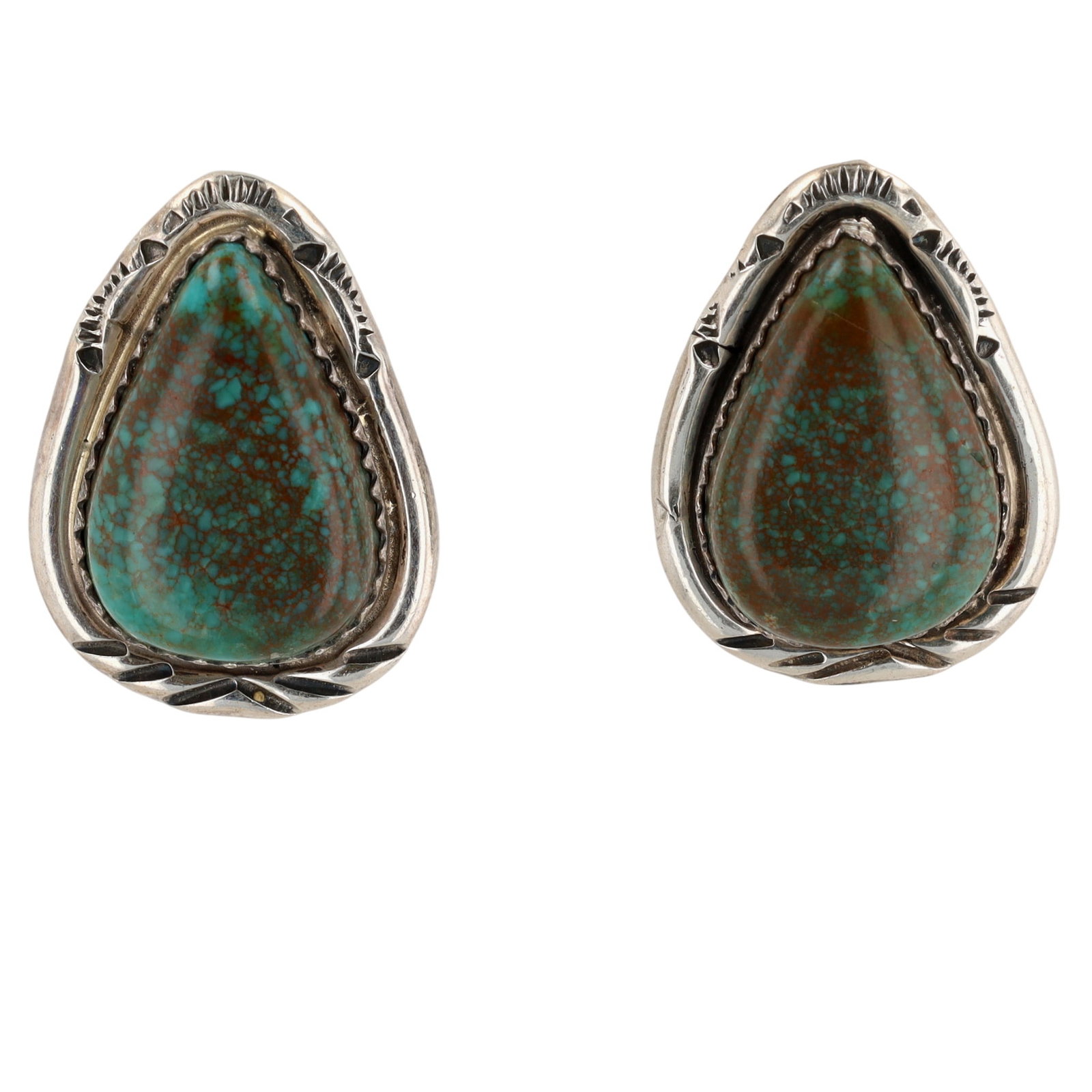 Signed Navajo Sterling Turquoise Earrings (1 of 4)