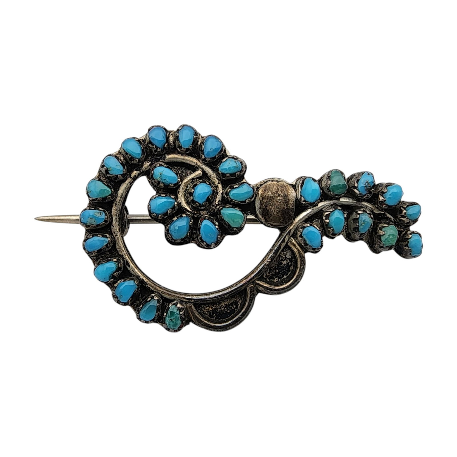 Vintage Zuni Sterling Turquoise Brooch: Vintage Zuni Sterling Turquoise Brooch | Weight: 2.3g | 1.1" x .7"