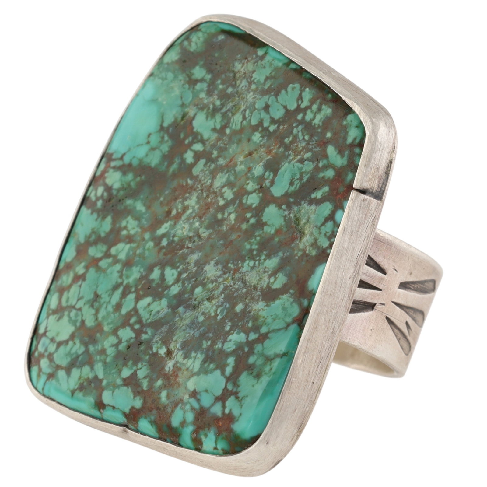 Chad Teller Navajo Sterling Turquoise Freeform Ring Sz 11: Large Chad Teller Navajo Sterling Turquoise Freeform Ring Sz 11 | Weight: 25.2g | Ring face approx. 1.6" x 1.3"