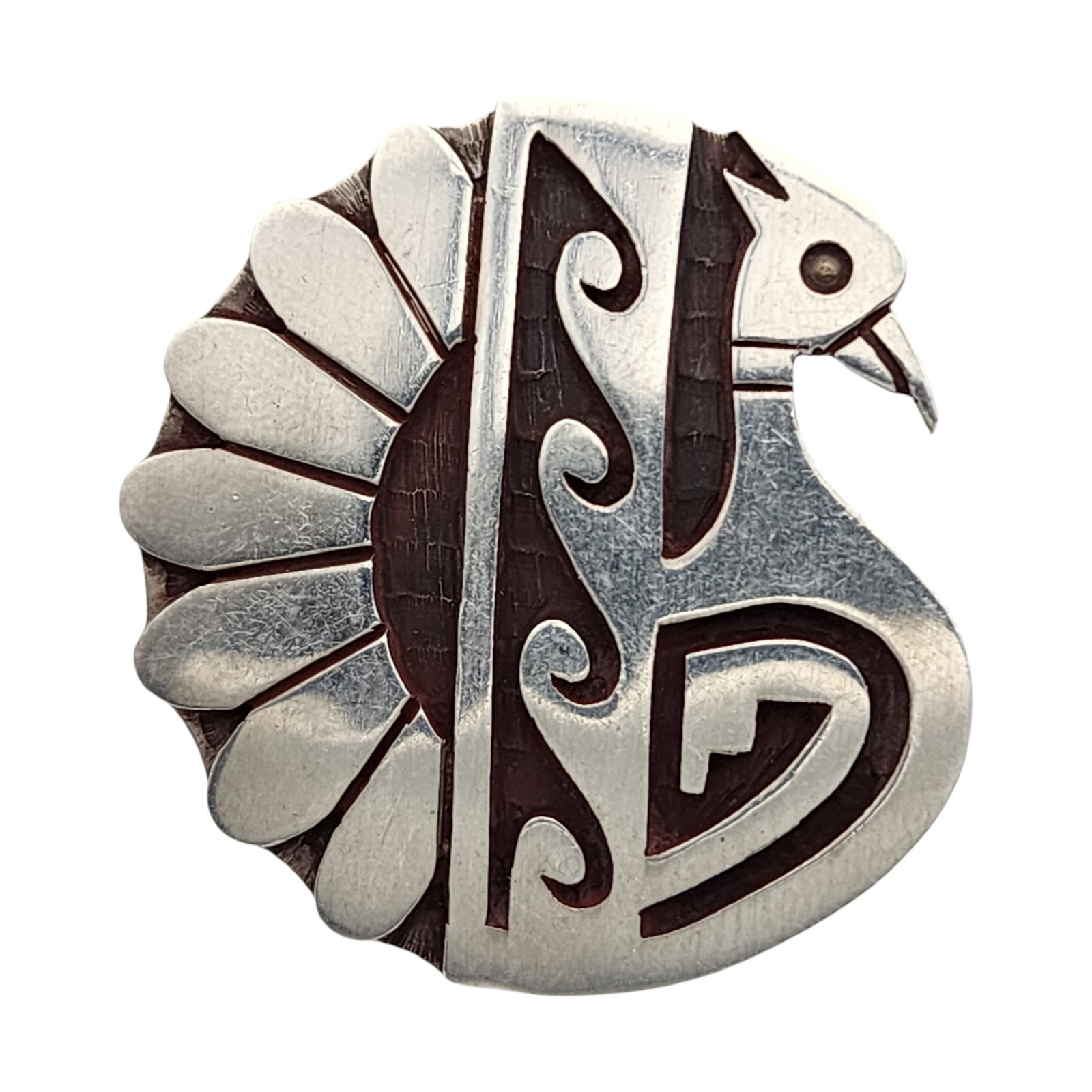 Vintage Billy Ray Hawee Hopi Sterling Bird Overlay Pendant: Rare Vintage Billy Ray Hawee (1937-1982) Hopi Sterling Bird Overlay Pendant | Weight: 6.4g