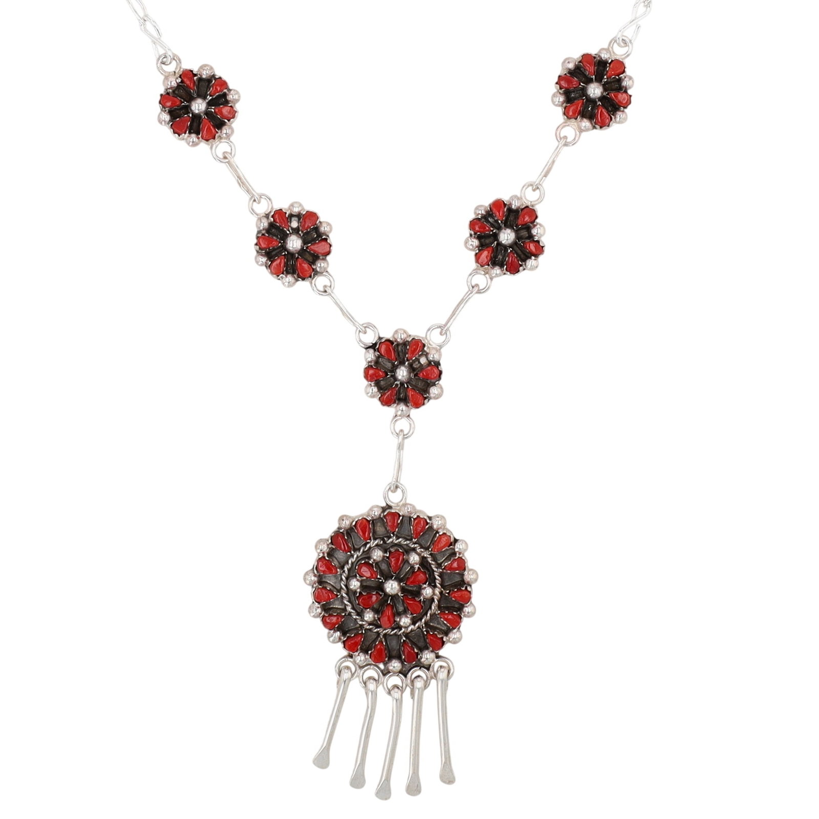 Tricia Leekity Zuni Sterling Coral Petit Point Necklace (1 of 7)