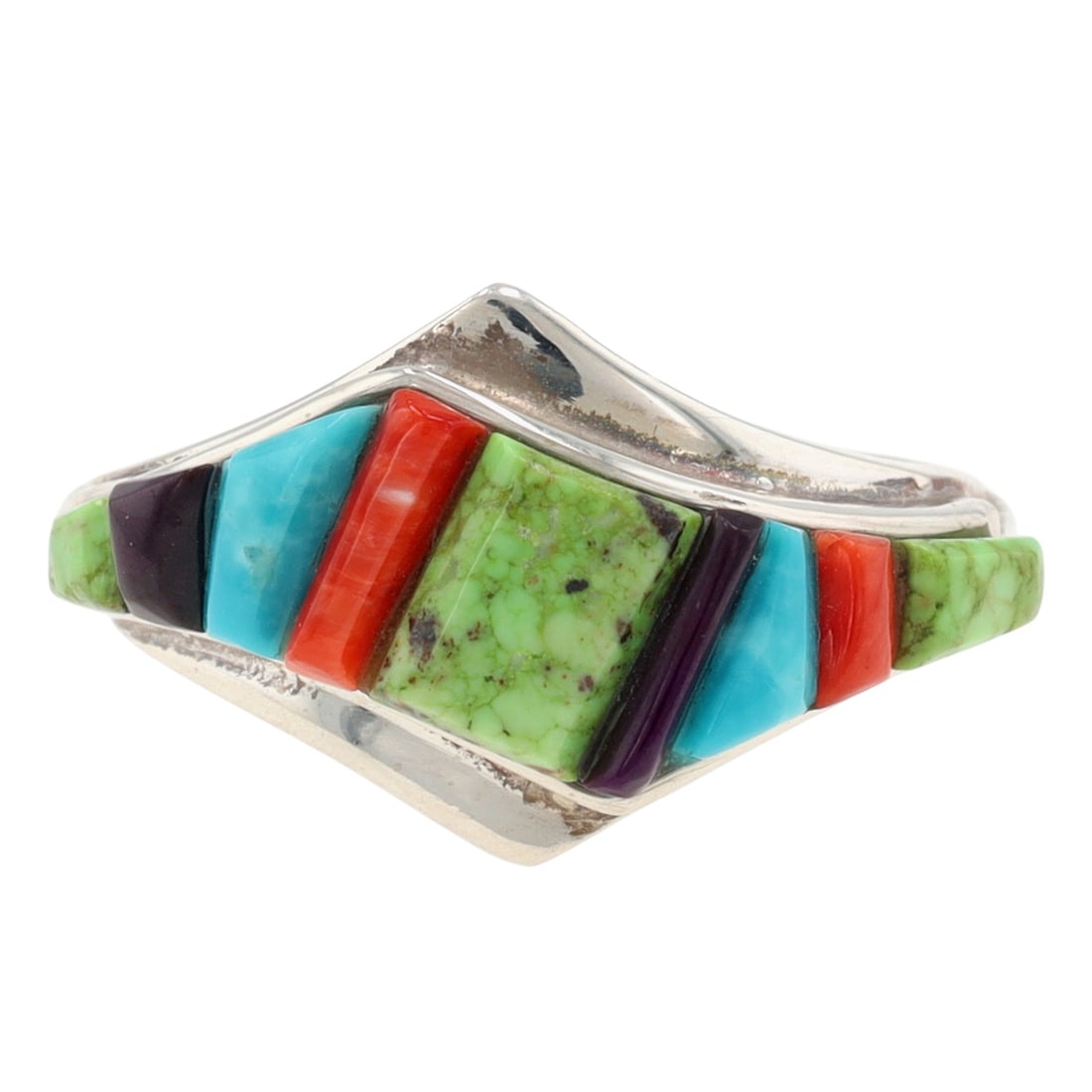 Ambrose Tsosie Navajo Sterling Cobblestone Inlay Ring Sz 9 (1 of 6)