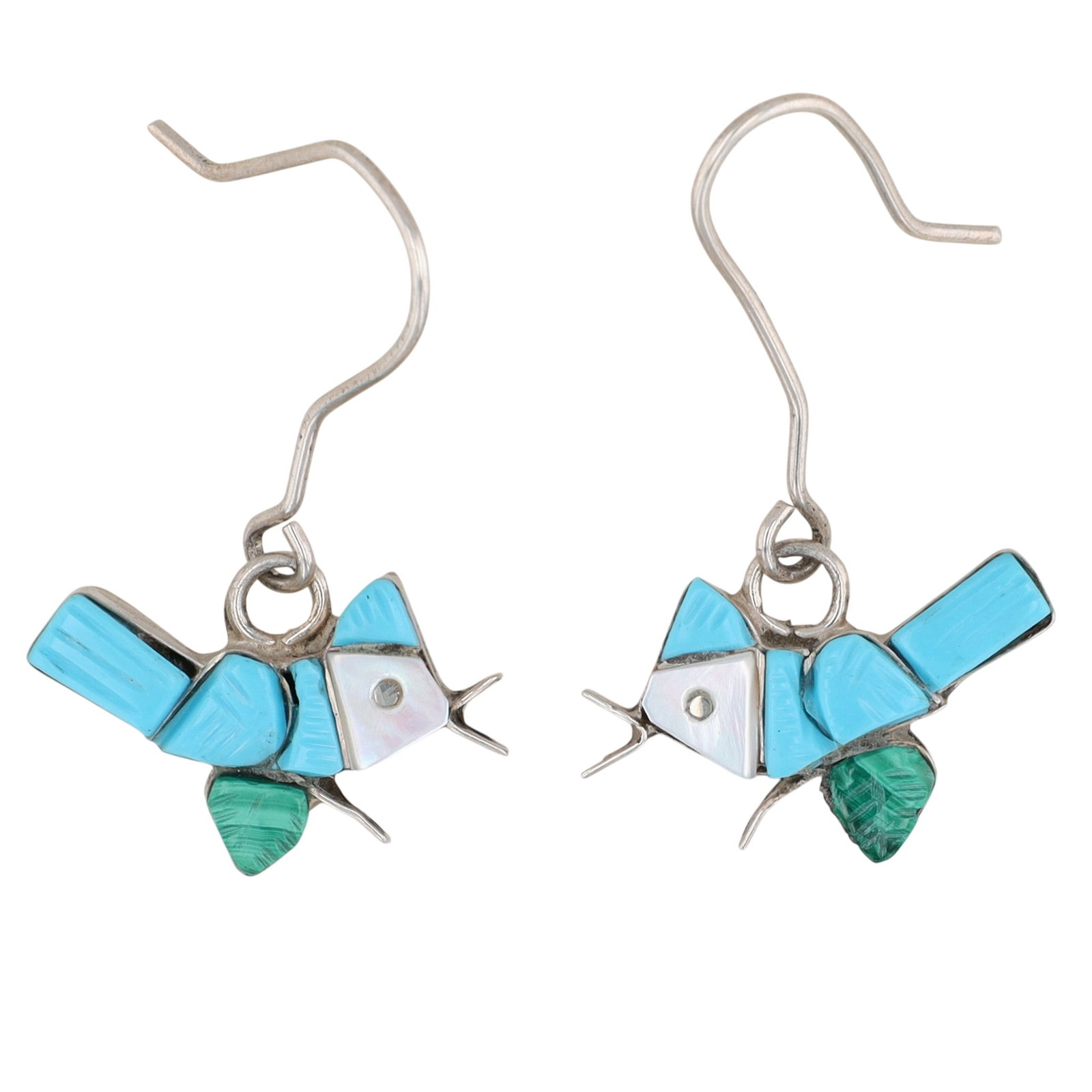 Stephen Lonjose Zuni Sterling Carved Bird Earrings (1 of 3)