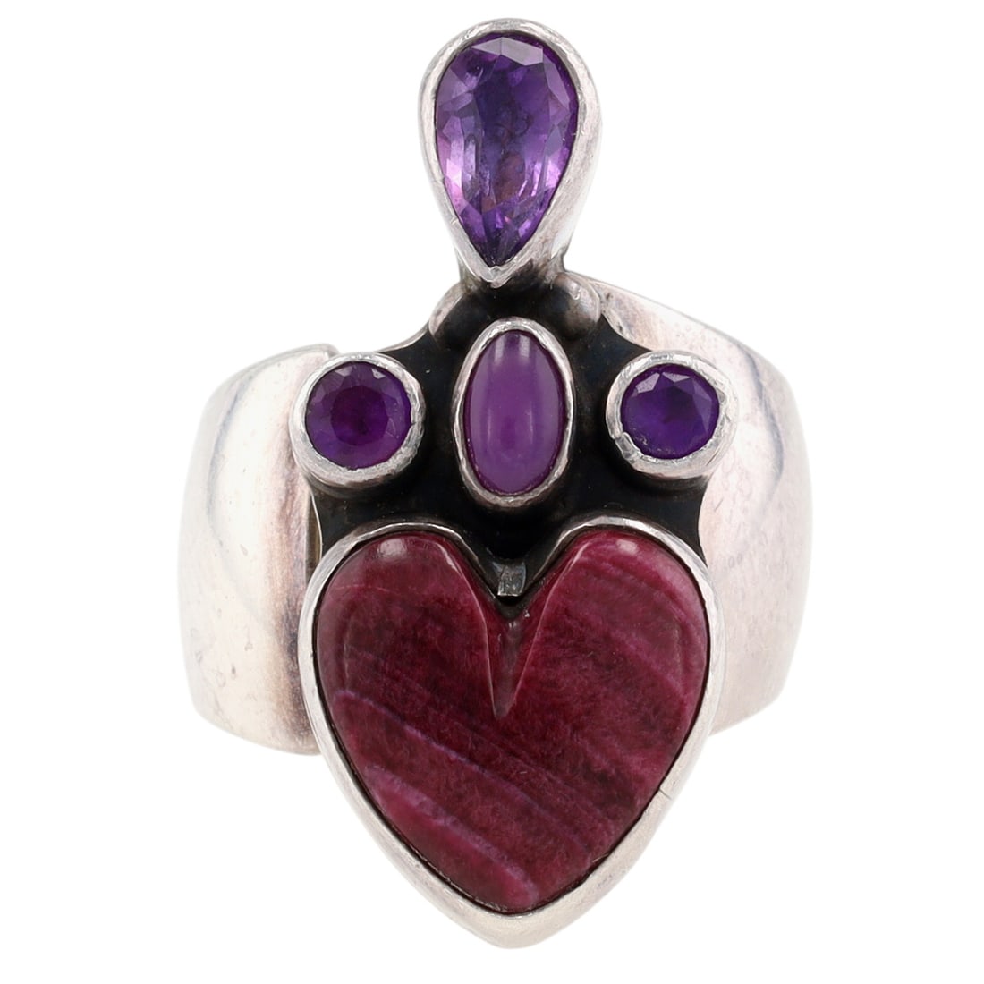 Juan Willie Navajo Sterling Purple Multi-Stone Adjustable Ring (1 of 7)