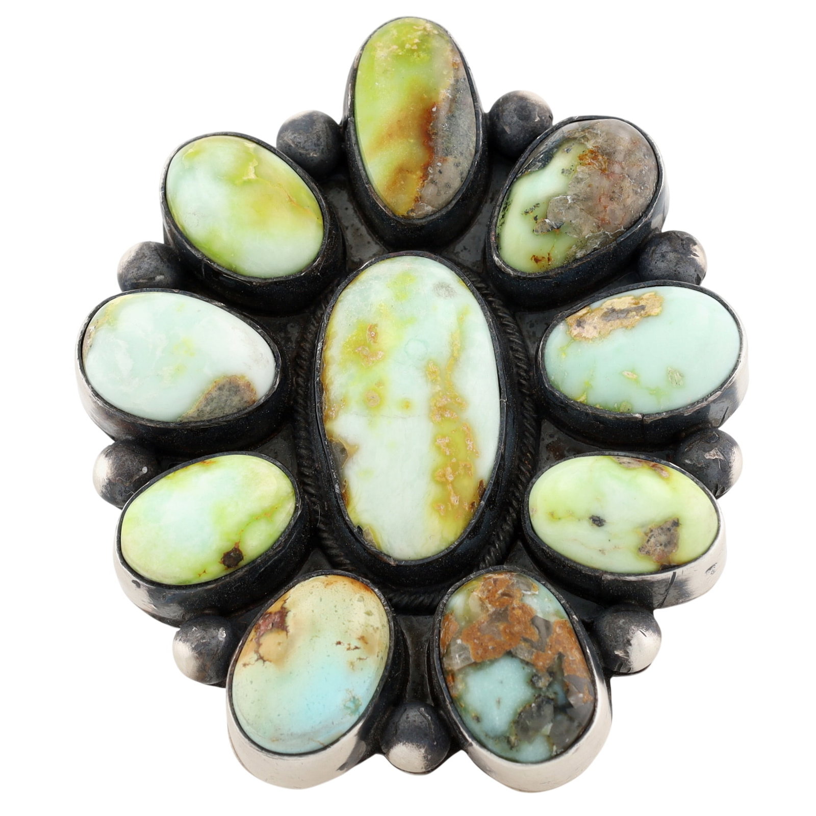 Tricia Smith Navajo Sterling Palomino Turquoise Cluster Ring Sz 6.5 (1 of 7)