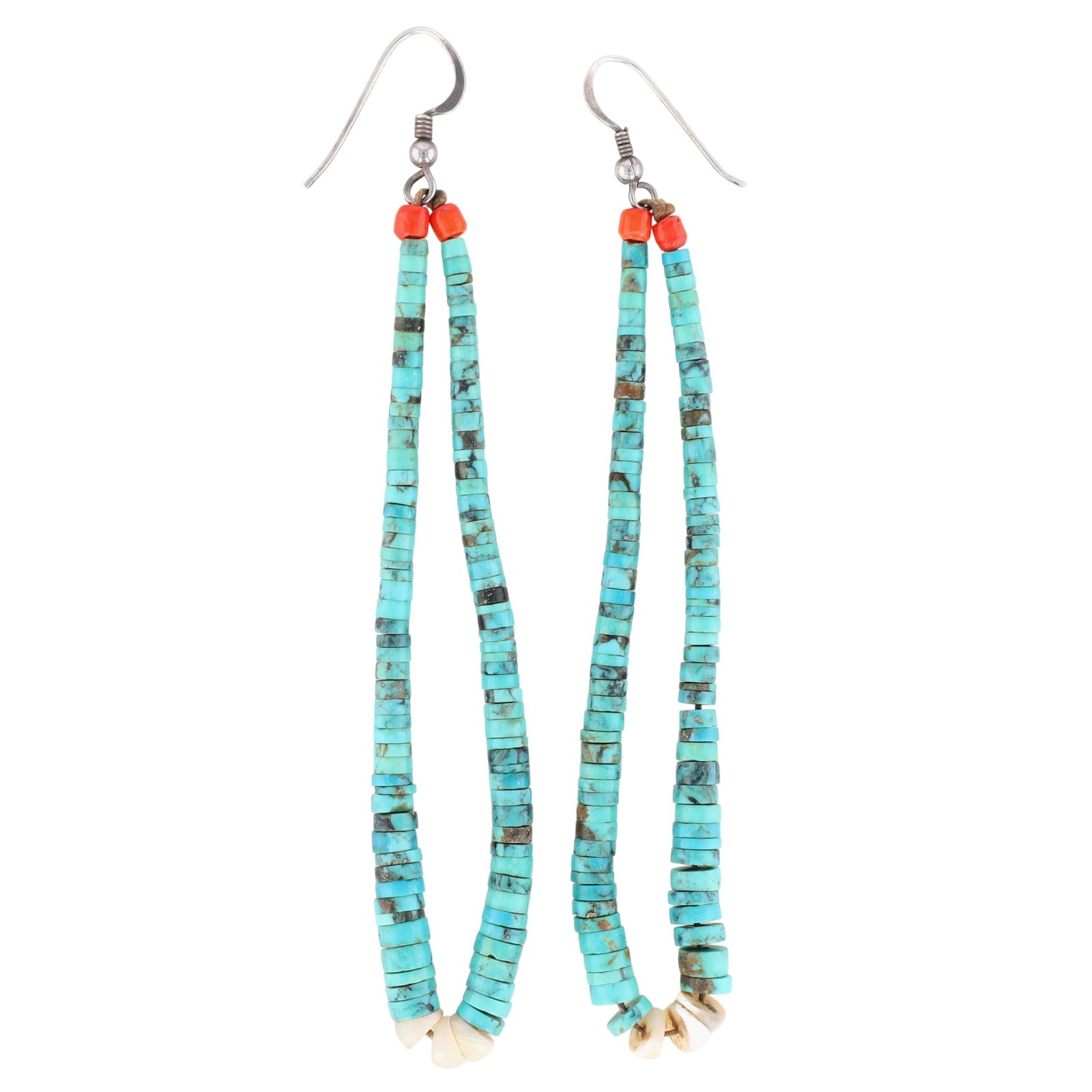 Vintage Santo Domingo Sterling Turquoise Coral Jacla Earrings (1 of 3)