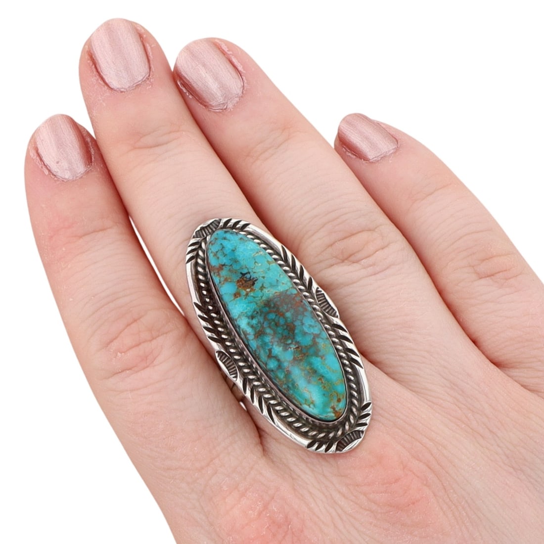 Vintage Navajo Sterling Turquoise Ring Sz 9 (1 of 6)