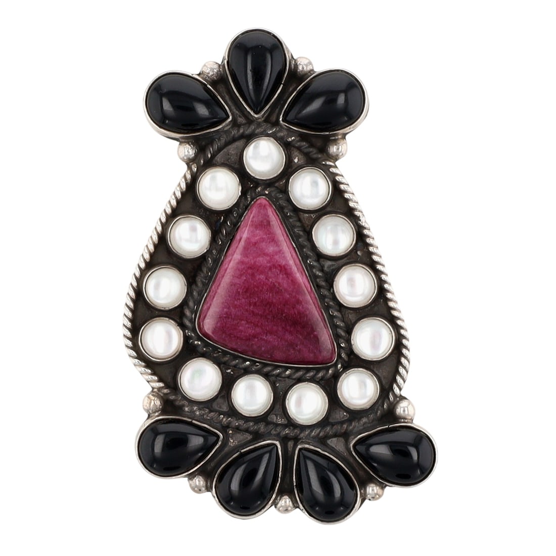 Devin Brown Navajo Sterling Multi-Stone Cluster Statement Ring Sz 7 - 2