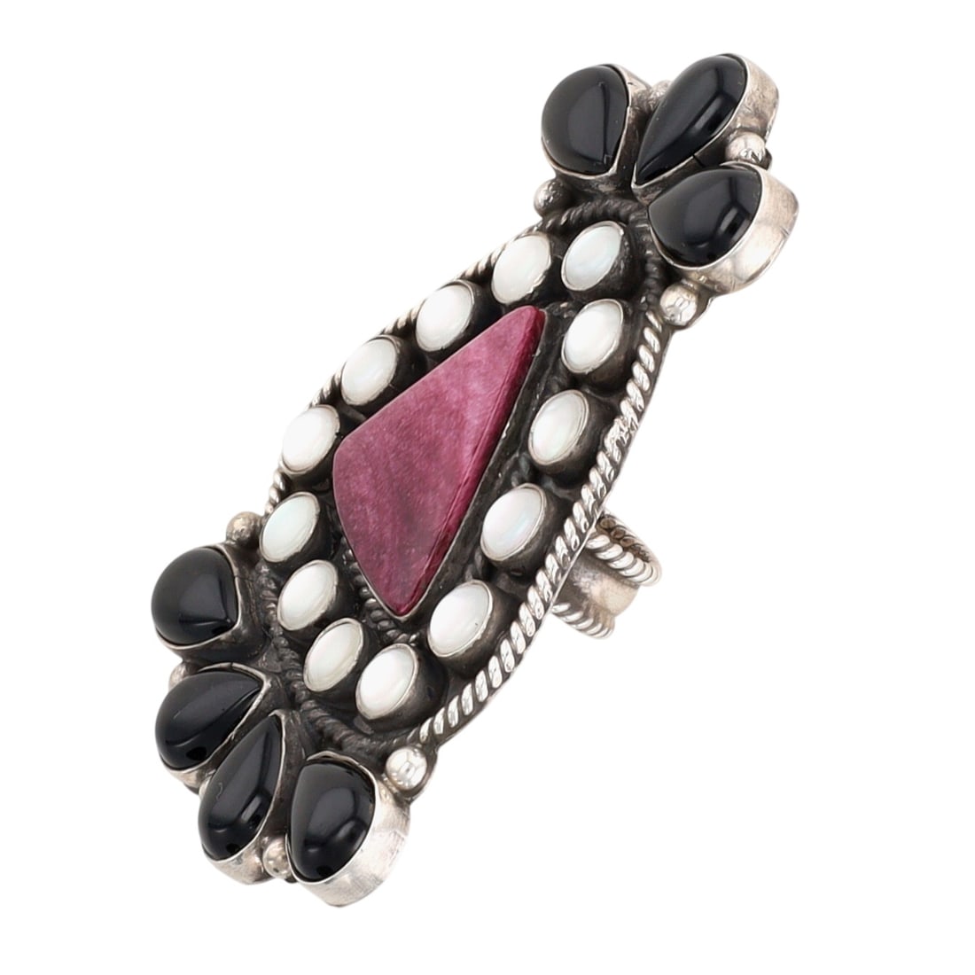 Devin Brown Navajo Sterling Multi-Stone Cluster Statement Ring Sz 7 - 3